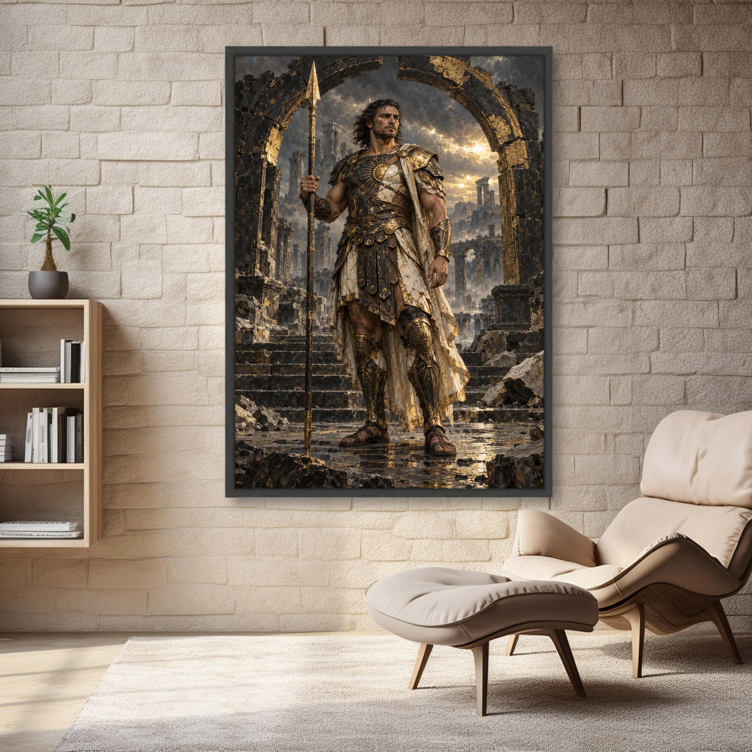 Mythical Warrior Canvas Print, Dramatic Wall Art, Fantasy Decor for Home, Heroic Figure in Ancient Ruins, Unique Wall Decoration - image 4