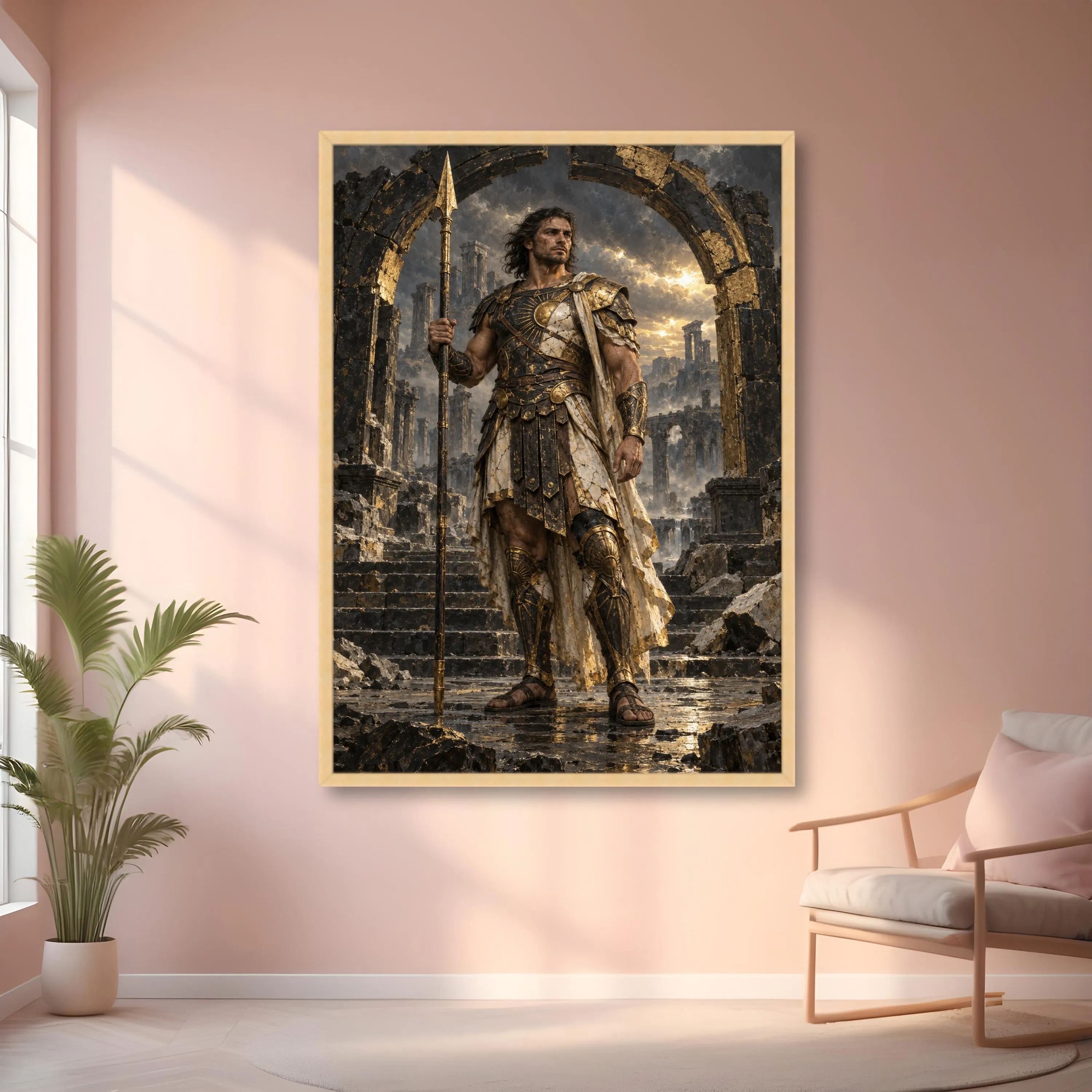 Mythical Warrior Canvas Print, Dramatic Wall Art, Fantasy Decor for Home, Heroic Figure in Ancient Ruins, Unique Wall Decoration - image 5