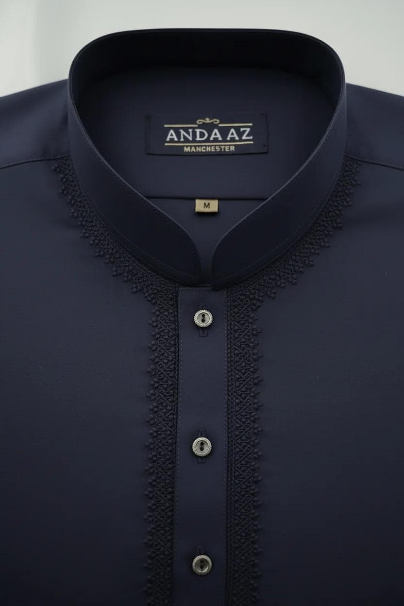 Boys Shalwar Kameez Dark Blue Piyala Embroidery