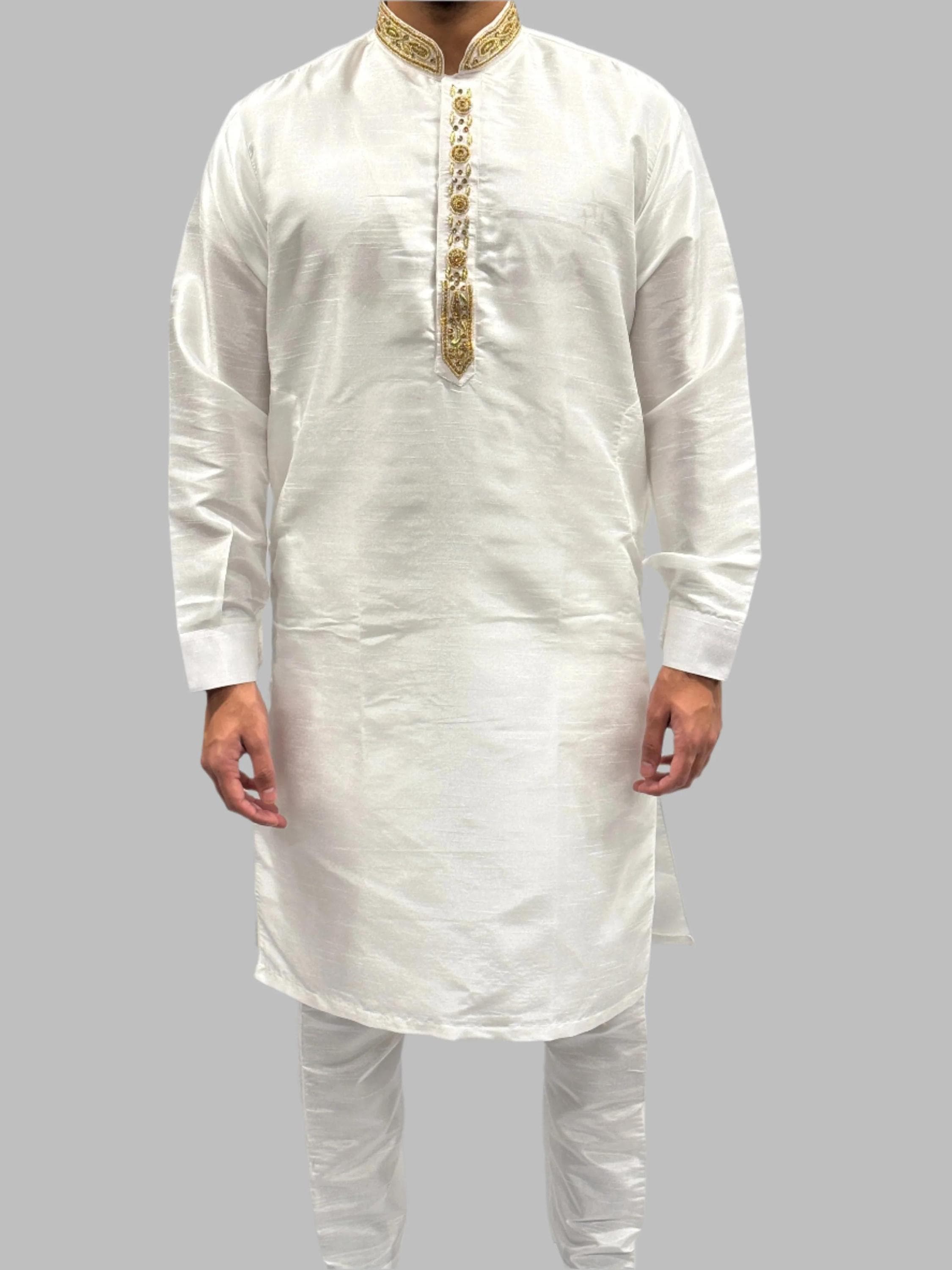 Silky Off White Beadwork Front View