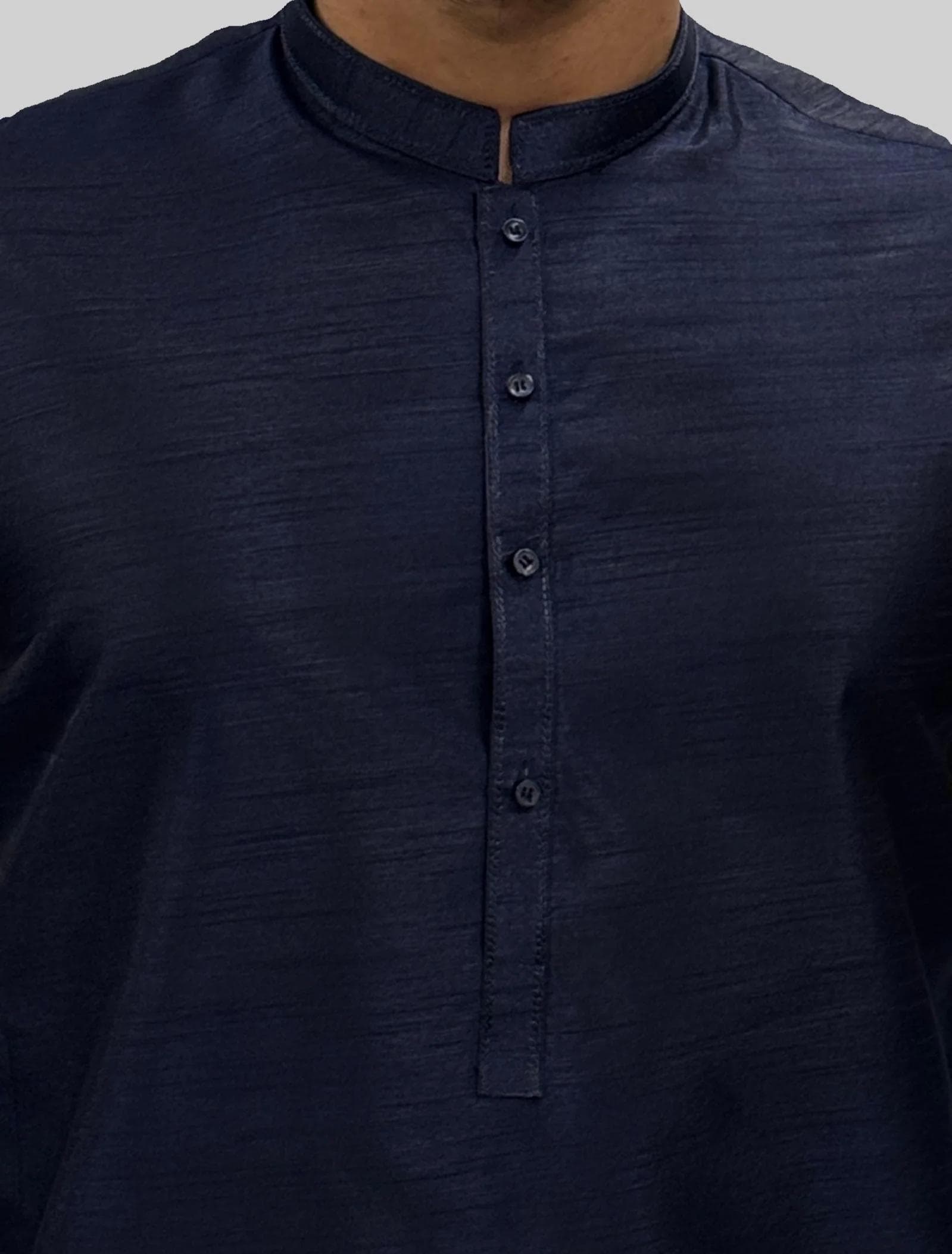 Men's Navy Plain Silky Trouser Suit - image 4