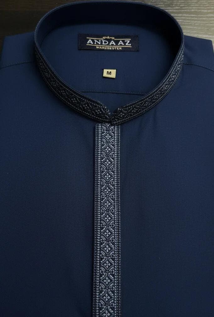 Boys Shalwar Kameez Dark Blue Multi Colour Placket Embroidery