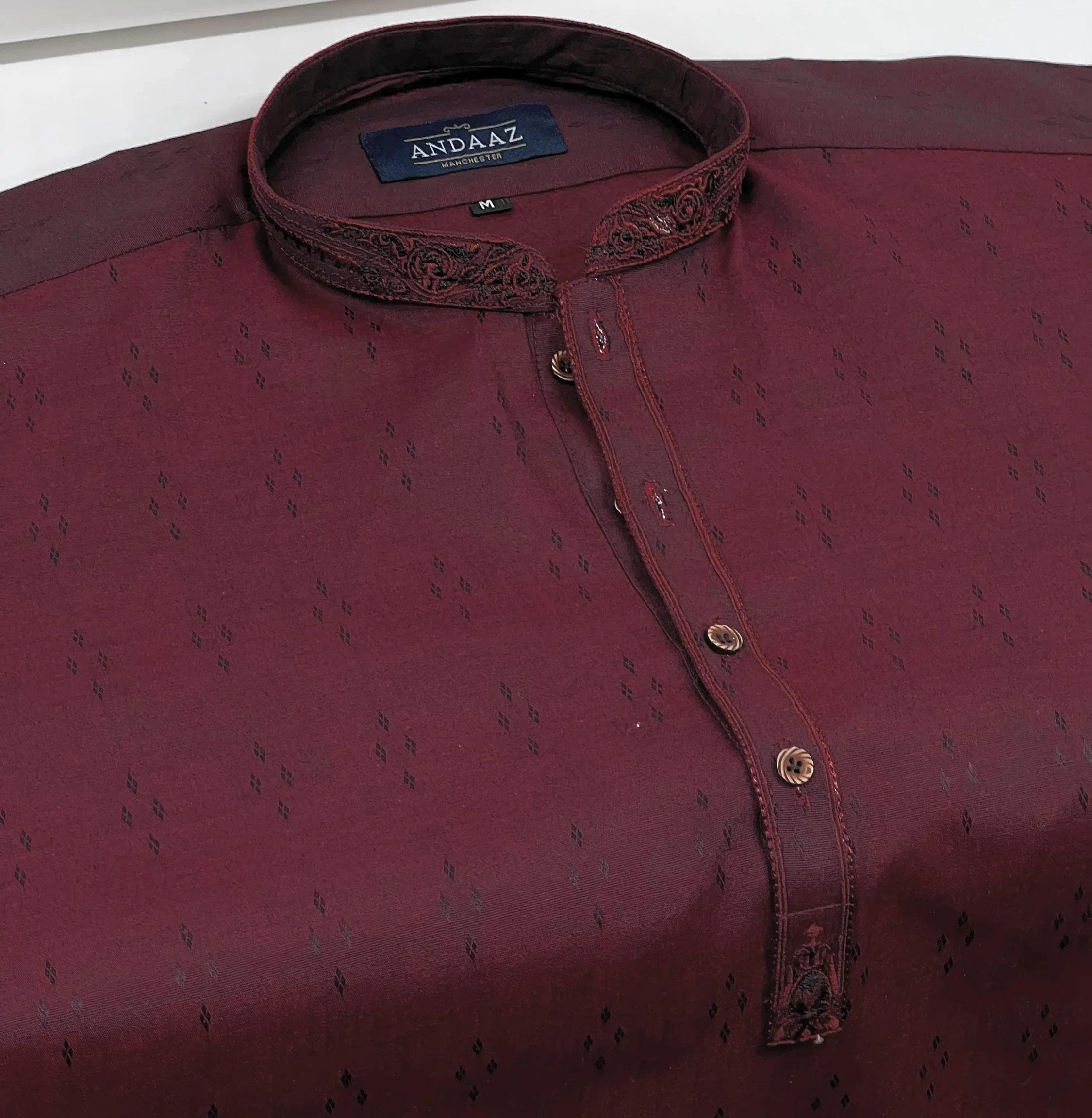 Boys Maroon 3 Kurta with Placket Embroidery - image 5