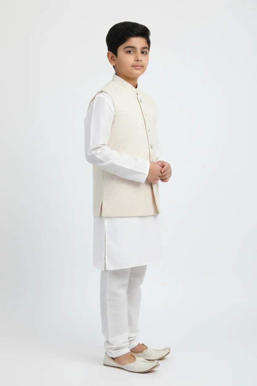 Boy in Daisy Design Waistcoat – Side
