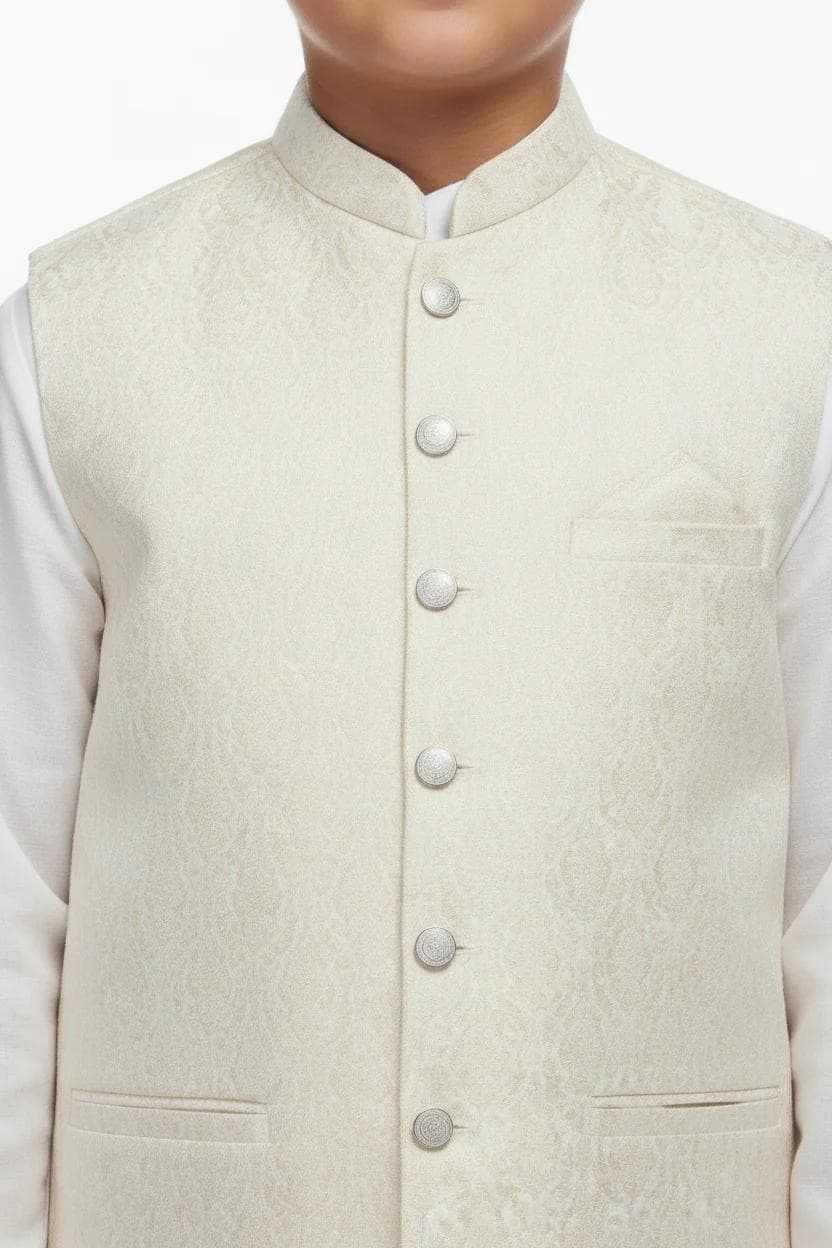 Cream Waistcoat Boy Close-Up