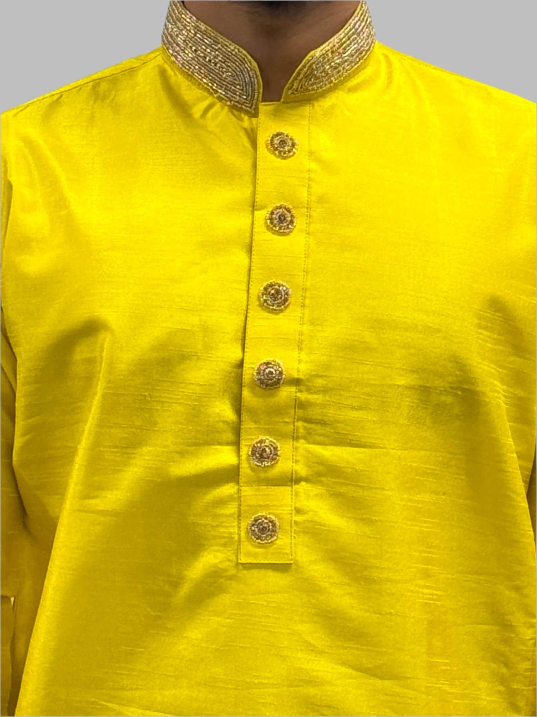 Silky Yellow Beadwork Close Up