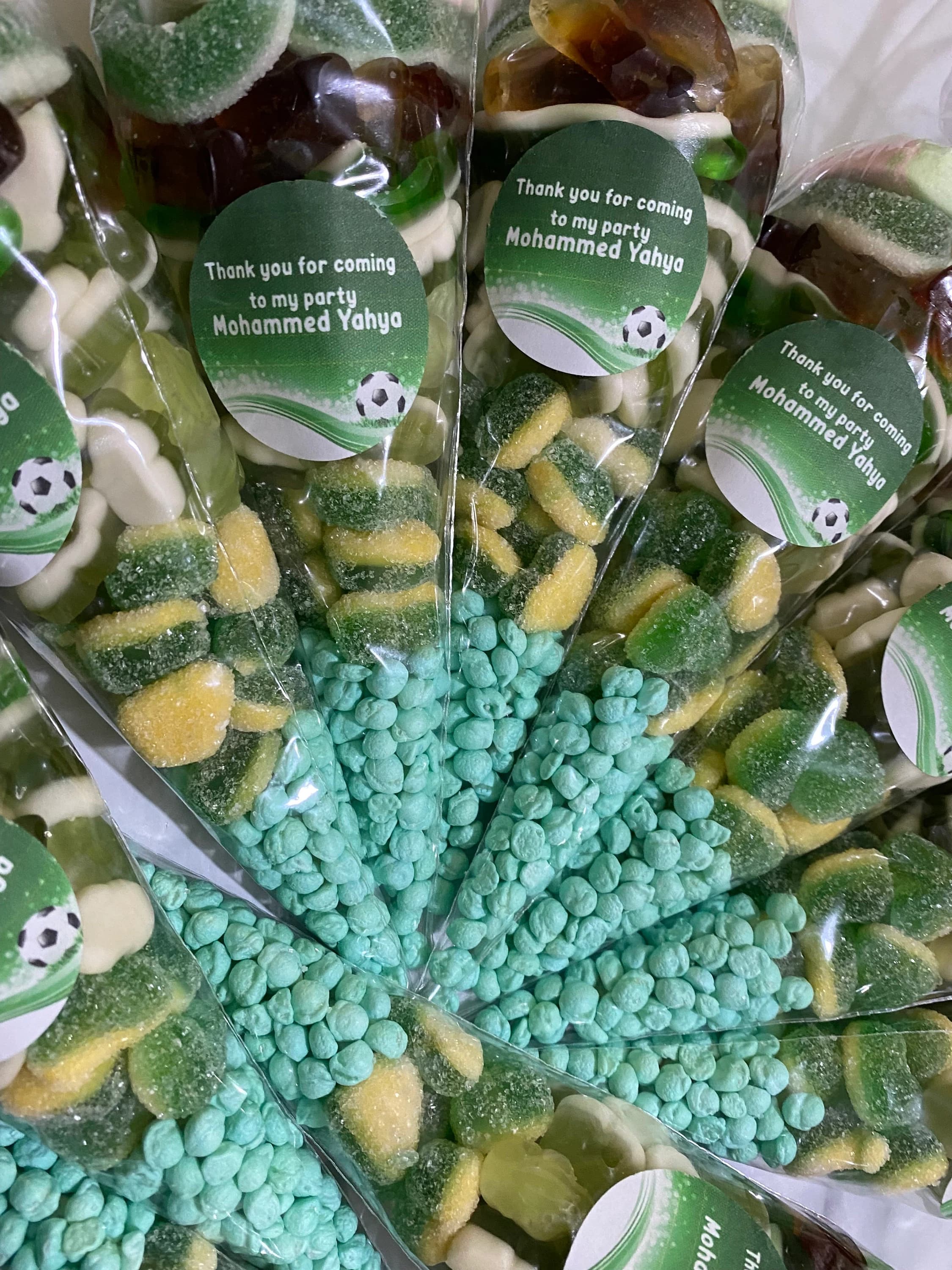 Football themed sweetcones-soccer theme birthday favours-halal sweet cones- personalised stickers- chose your own team/colour-birthday party - image 4