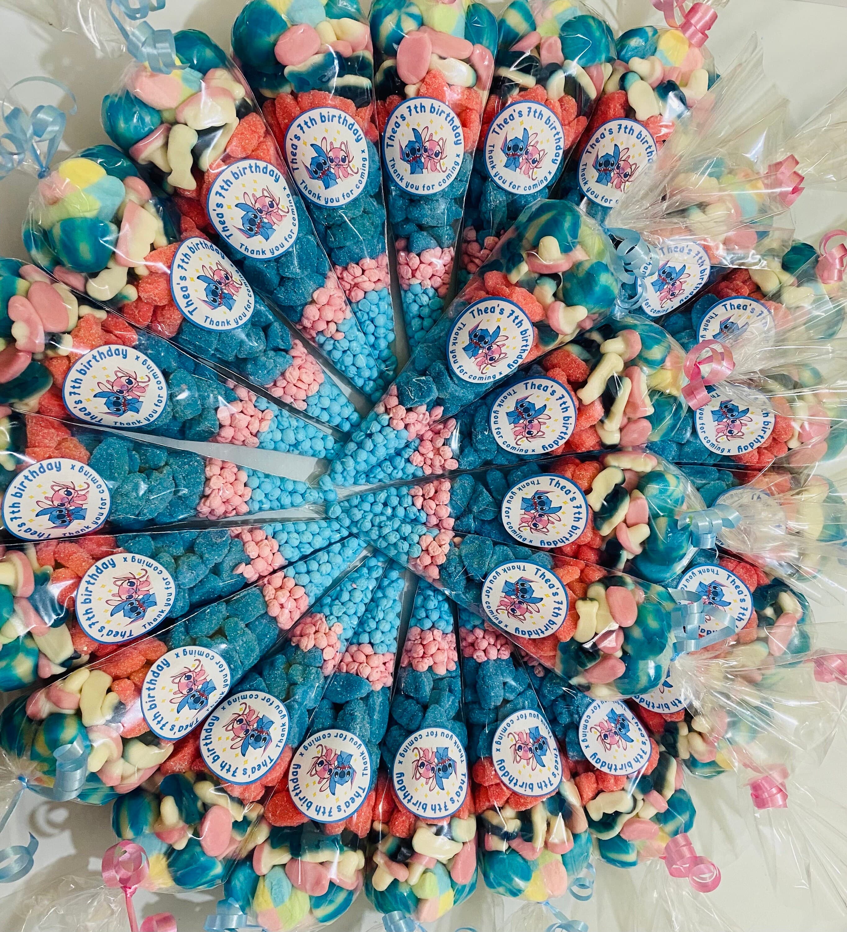 Stitch and Angel themed sweetcones-stitch themed birthday favours-halal sweet cones- personalised stickers-birthday party-lilo & stitch - image 4