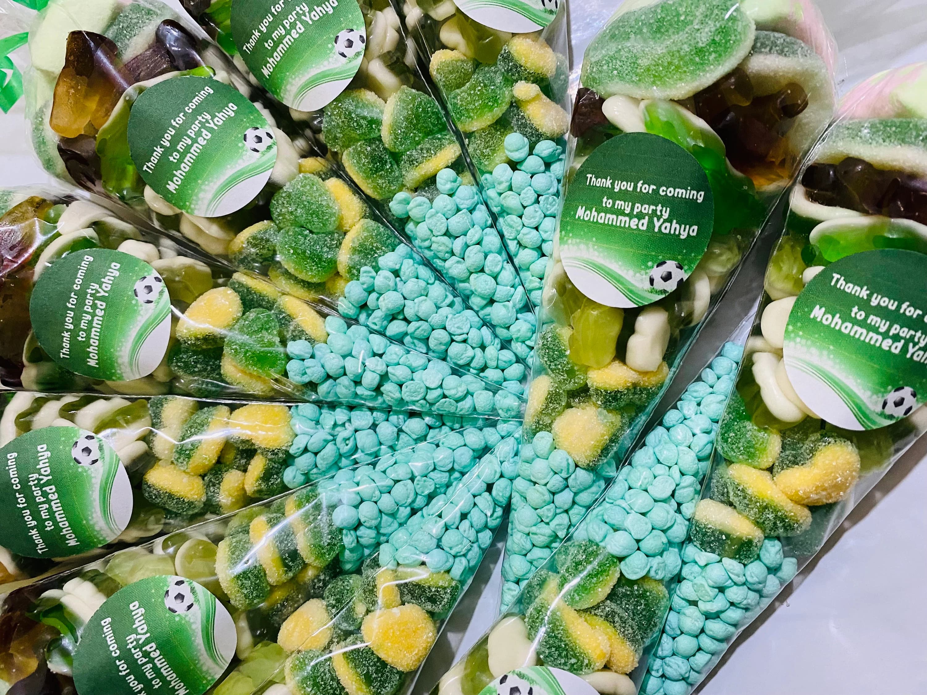 Football themed sweetcones-soccer theme birthday favours-halal sweet cones- personalised stickers- chose your own team/colour-birthday party - image 3