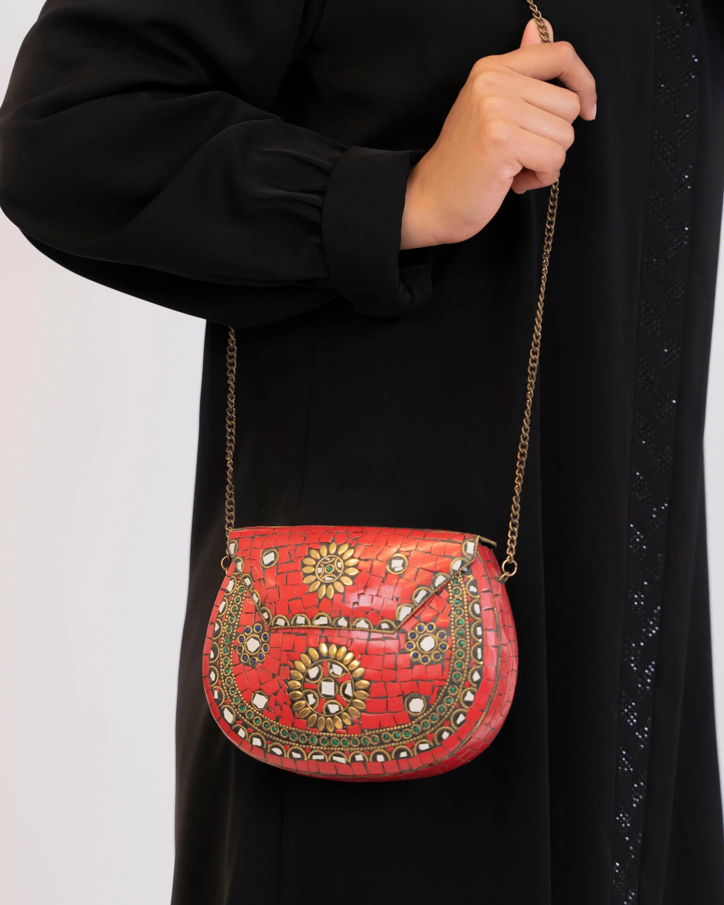Crimson Splendor Handcrafted Clutch Bag