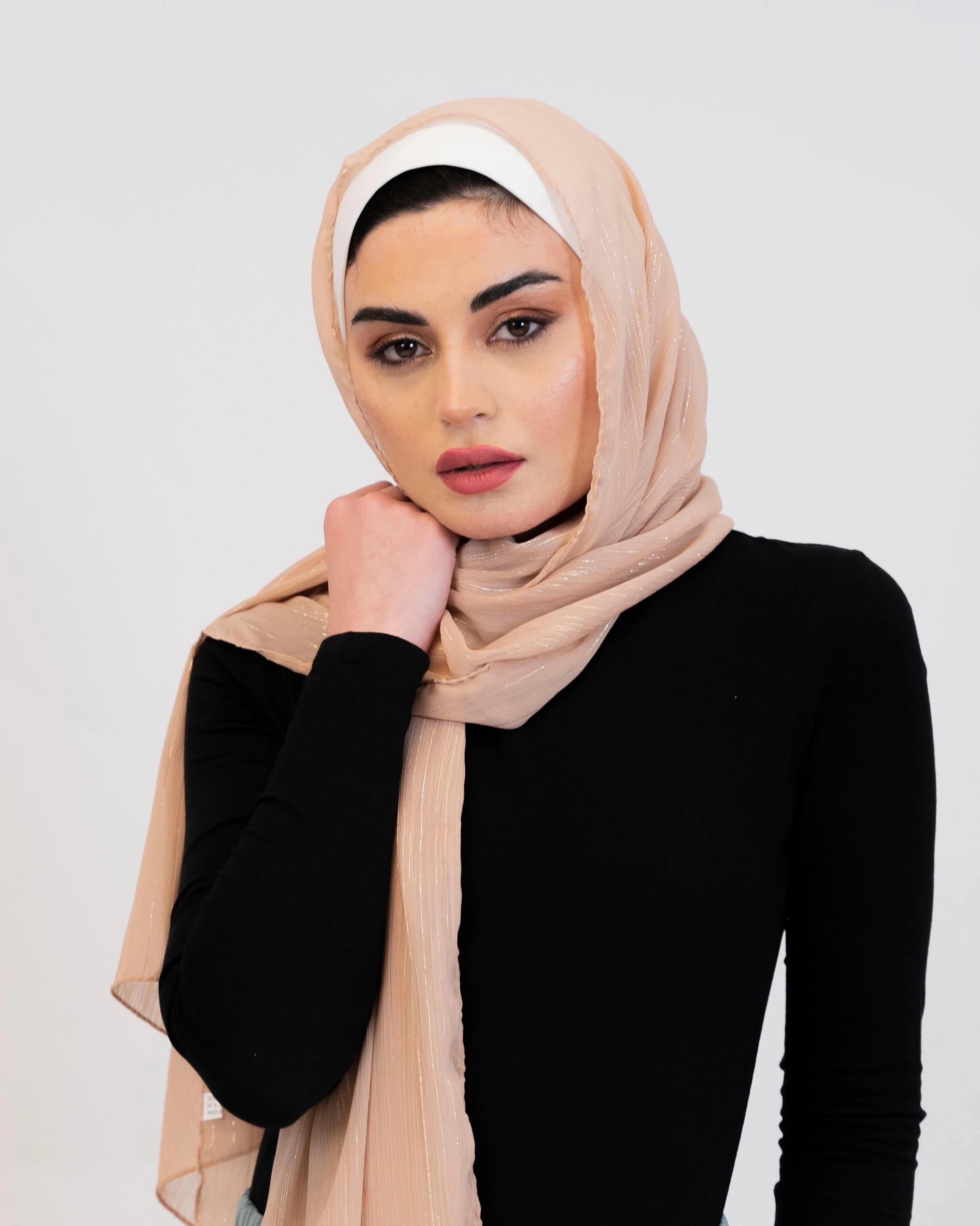 Glitter Chiffon Striped Hijab Scarf - image 4