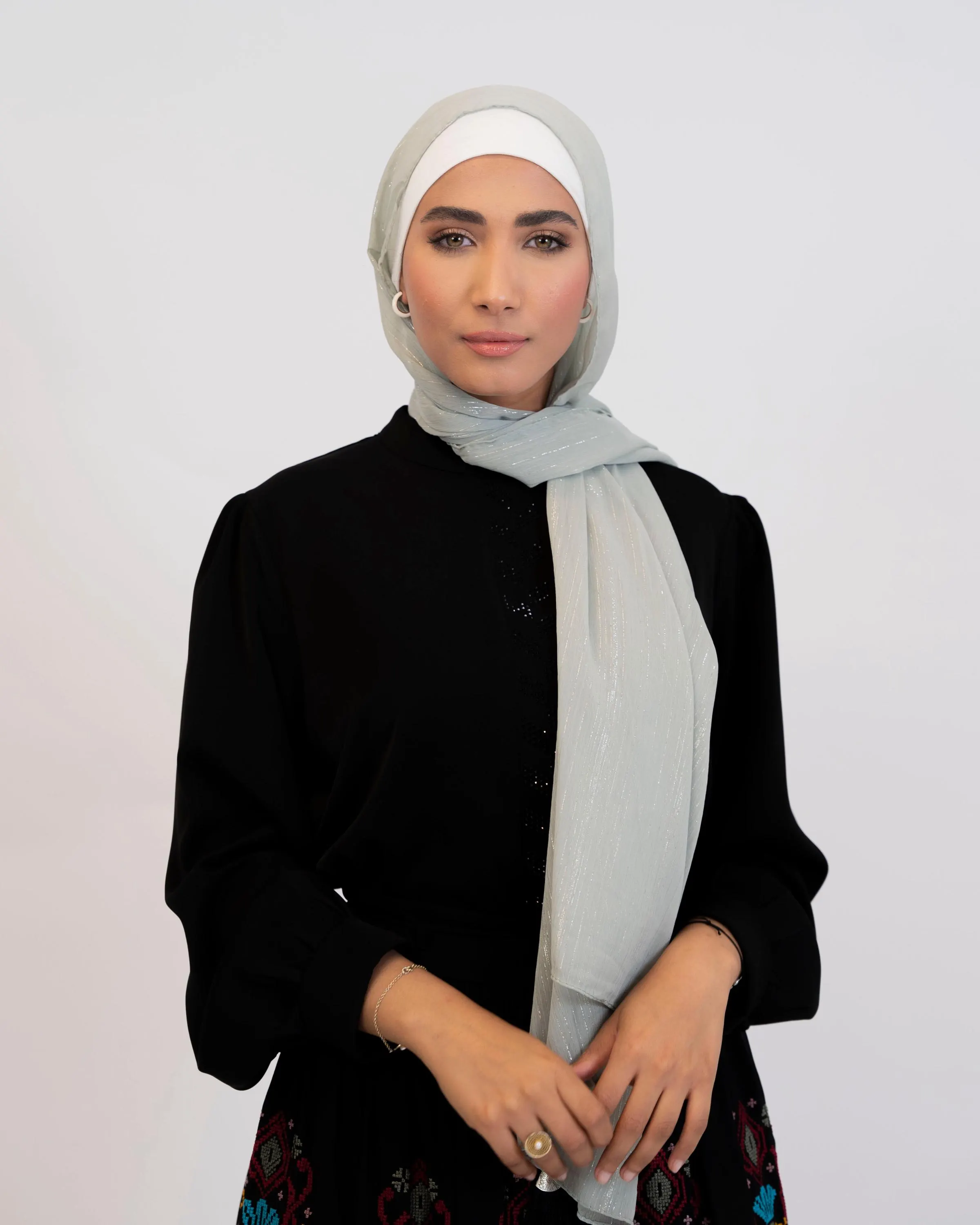 Glitter Chiffon Striped Hijab Scarf