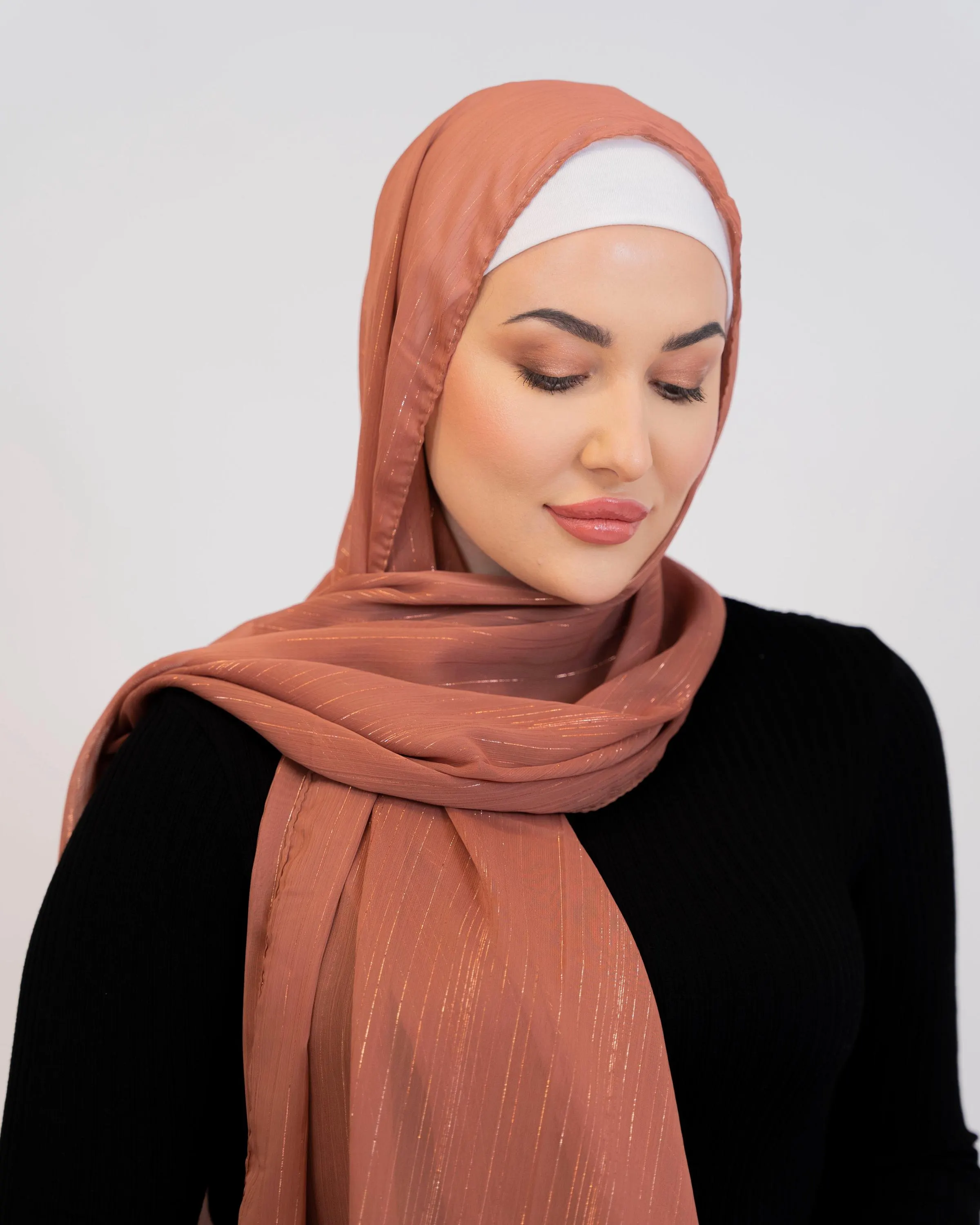 Glitter Chiffon Striped Hijab Scarf - image 3