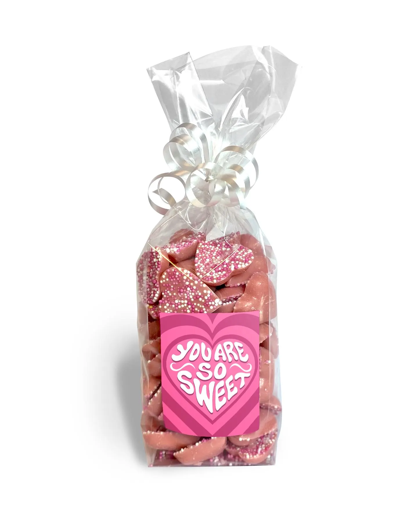 Chocolate Love Hearts Gift Bag, Pink Retro Sweets (400g)