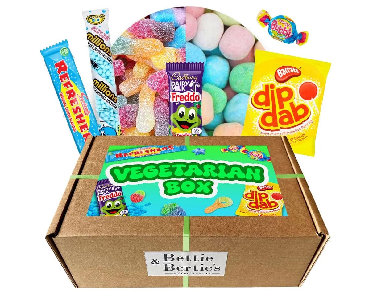 Vegetarian Sweet Box – Retro Candy, Bon Bons, Freddo Frog