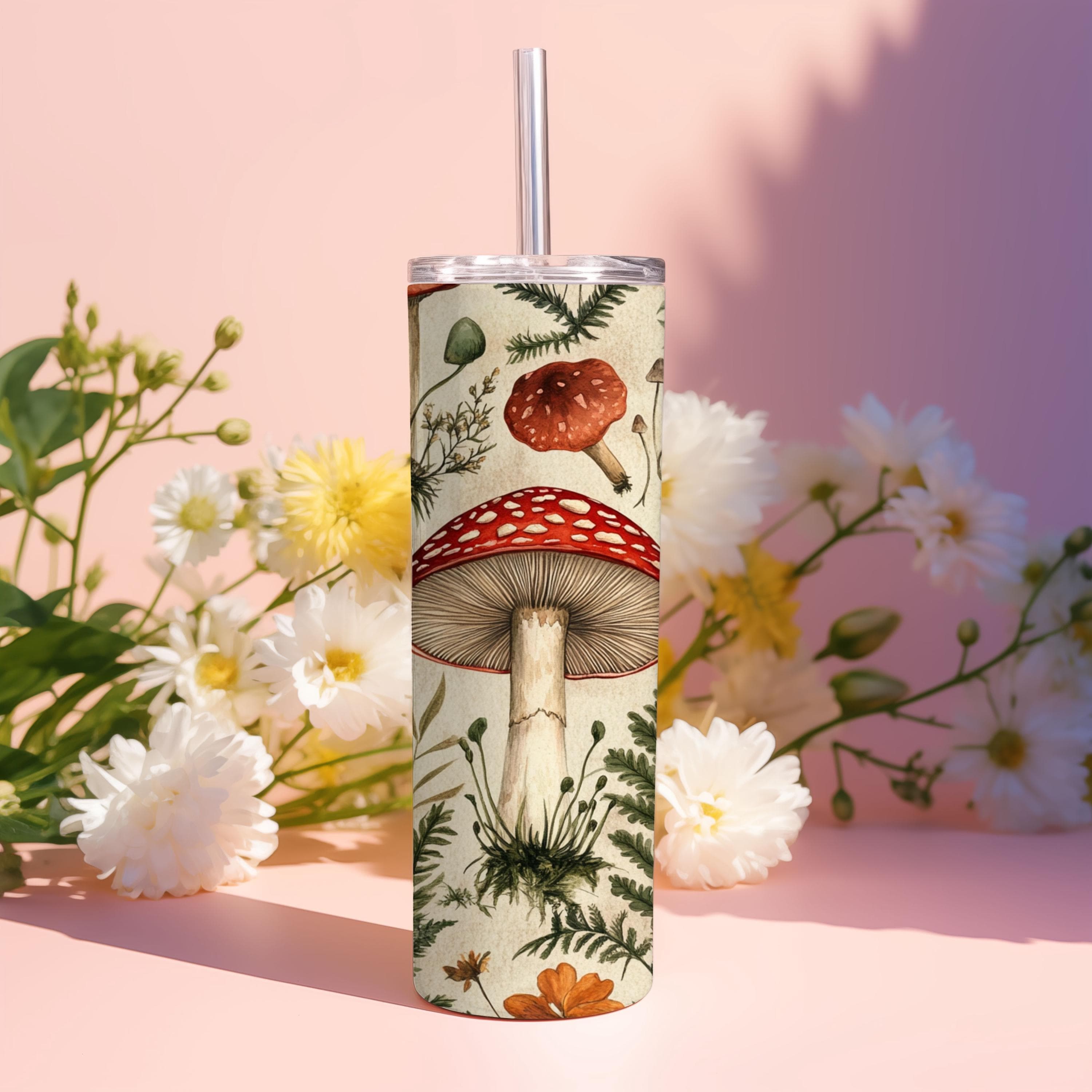 Mushroom Tumbler Wrap - 20oz Skinny Tumbler - Sublimation Design - Boho Flower Tumbler Wrap - Tumbler Wrap PNG - Digital Download - image 4