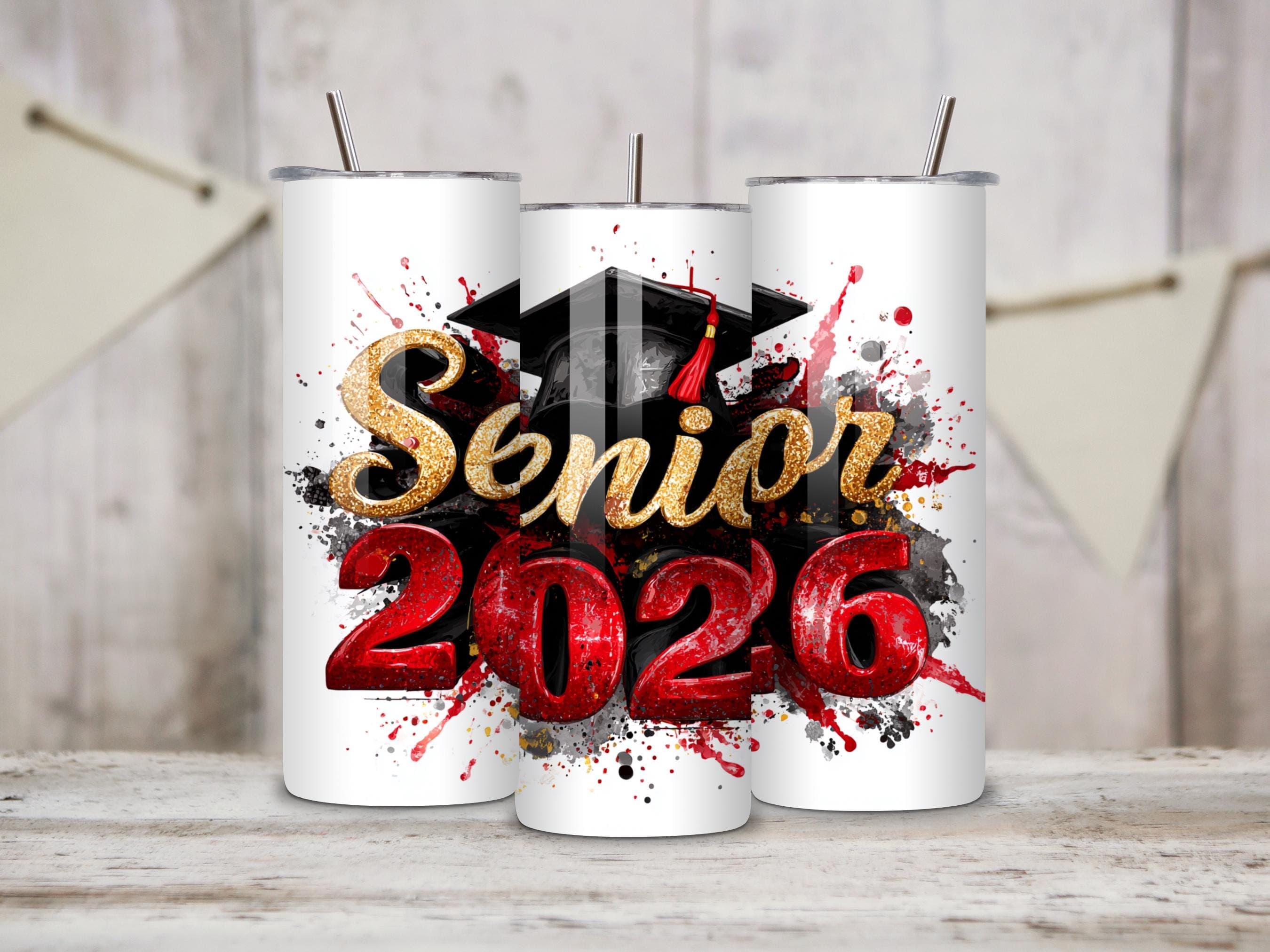 Senior 2026 Tumbler Wrap PNG for 20oz Skinny Tumbler -Senior Graduation Sublimation Design -Instant Digital Download - image 3