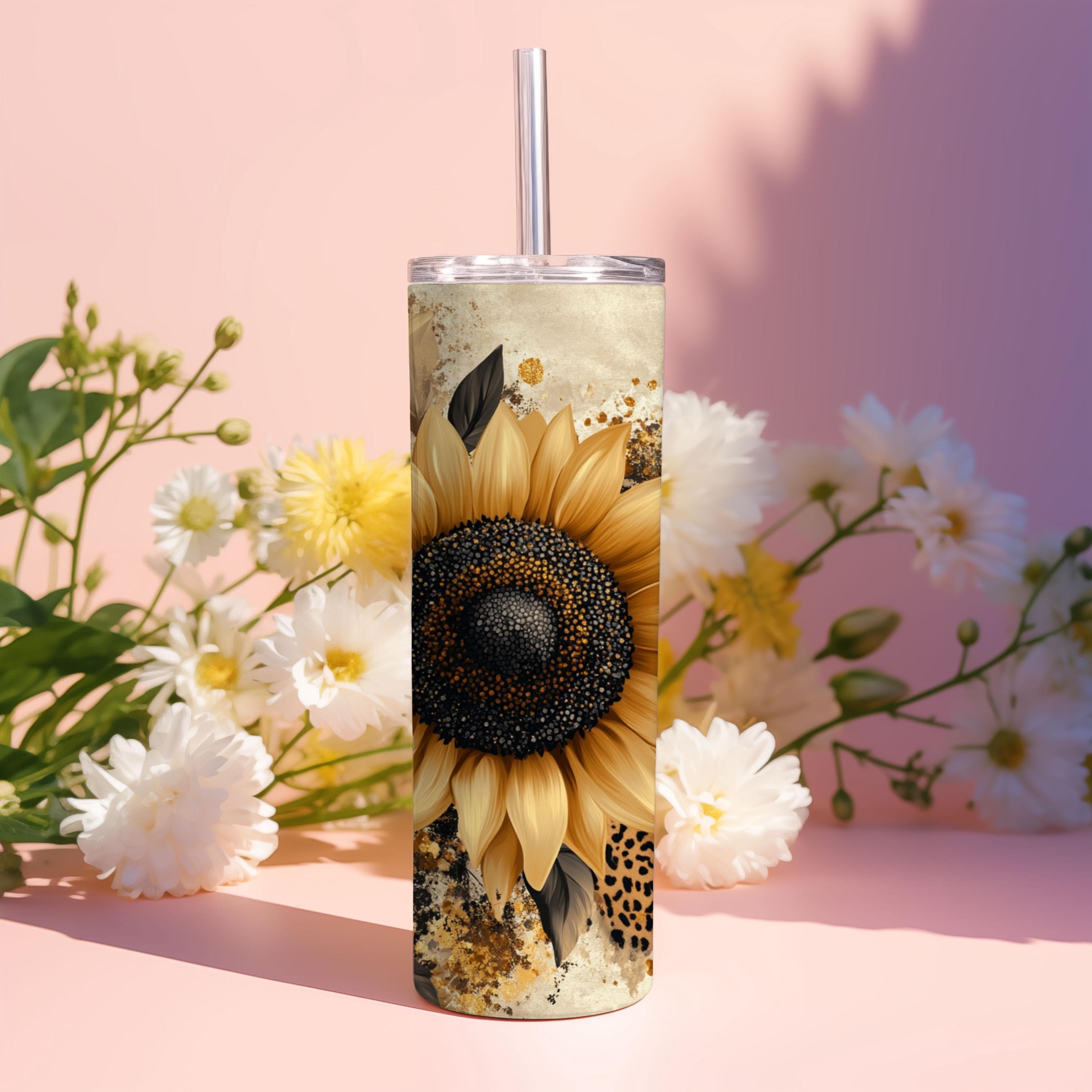 Leopard Sunflower tumbler wrap - sunflower png - Floral tumbler wrap - leopard png - sunflower gifts - 20oz tumbler wrap - Digital download - image 3