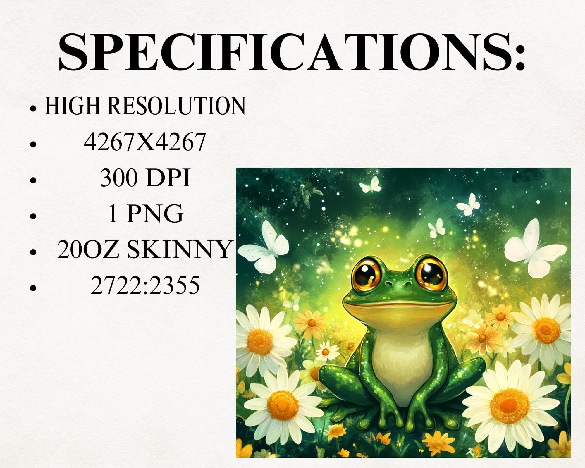 Floral Frog Tumbler Wrap - Seamless 20oz Skinny Tumbler Sublimation Design -Frog PNG Tumbler Design -Digital Download - image 5