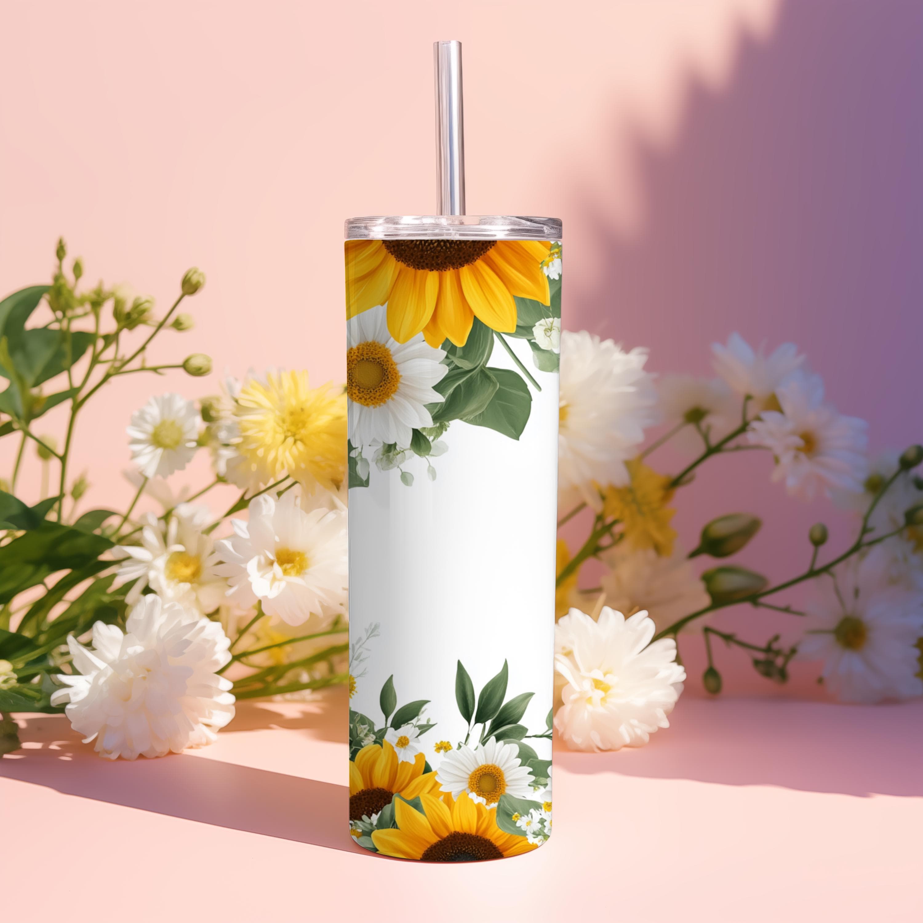 Sunflower tumbler wrap - sunflower png - Floral tumbler wrap - sunflower gifts - flowers png - 20oz tumbler wrap - Digital download - image 3