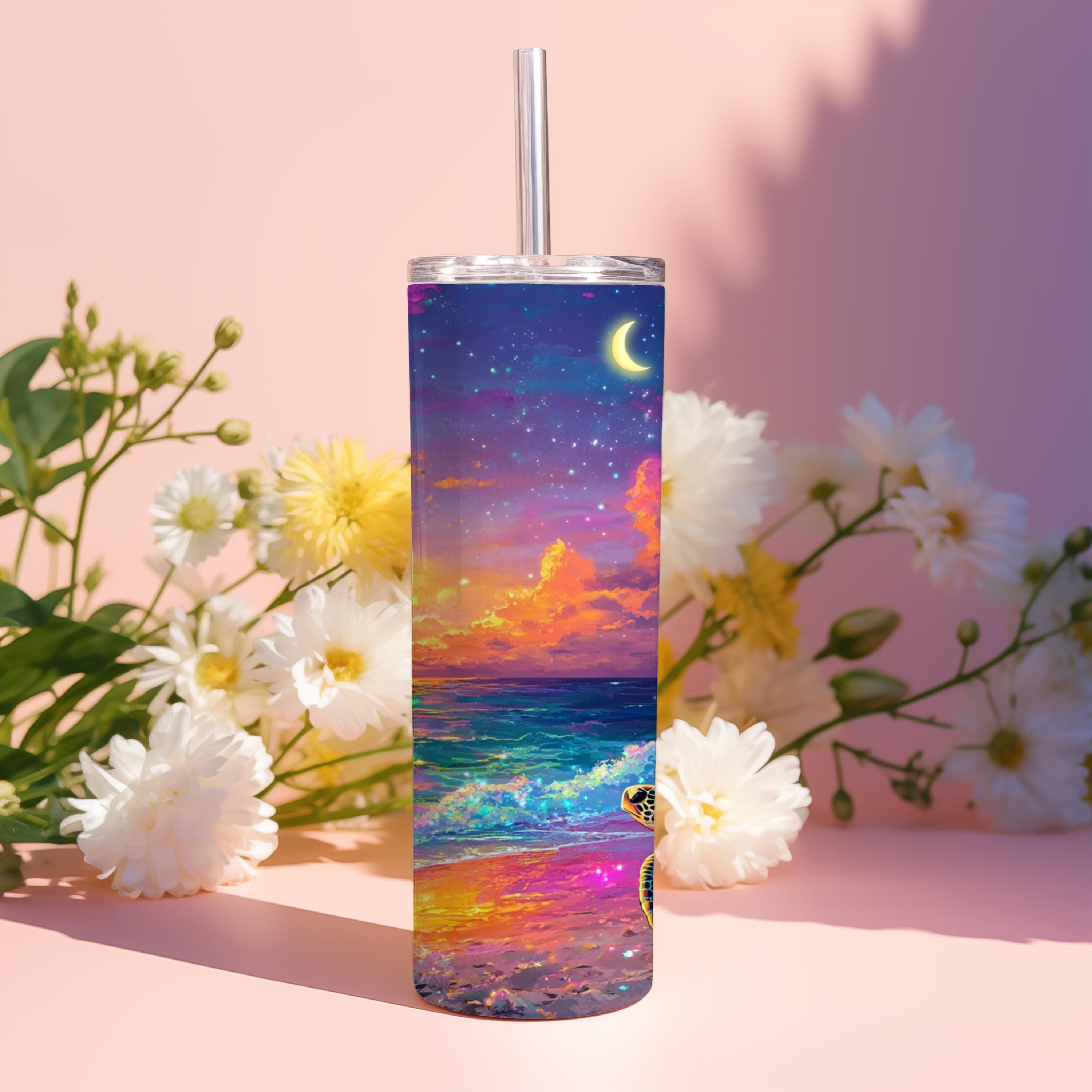 Sea Turtle Sunflowers Tumbler Wrap -20oz Skinny Tumbler Sublimation Design -Turtle Tumbler Wrap PNG -Digital Download - image 4