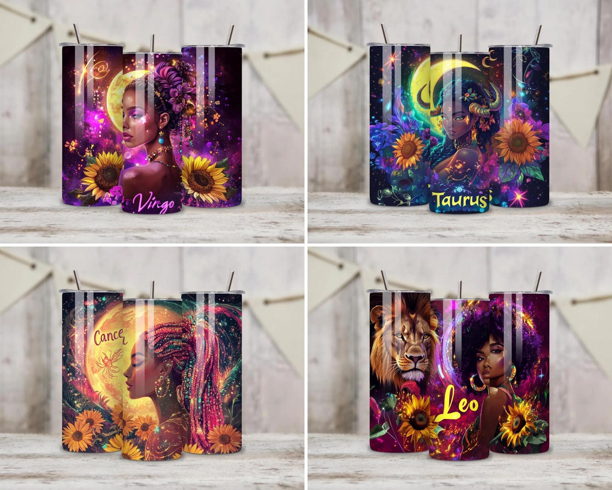 Zodiac Tumbler Wrap Bundle, Zodiac Sign Tumbler Wrap, 20oz Skinny Tumbler Sublimation Designs, Tumbler Wrap PNG, Digital Download - image 3