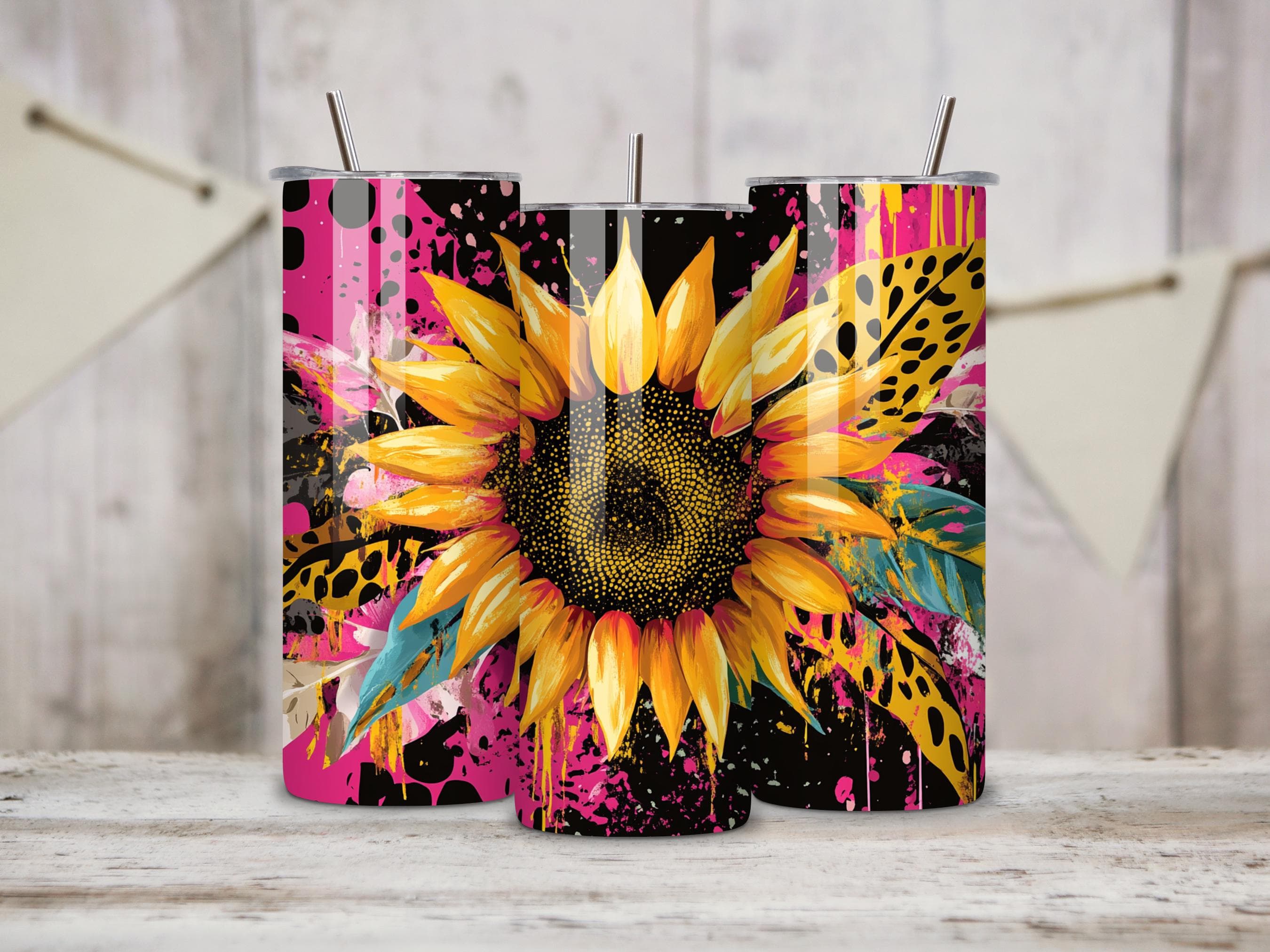 Sunflower Cow Print 20oz Skinny Tumbler Wrap, Sublimation Design, Digital Download PNG, Western Mama Tumbler Wrap PNG - image 3