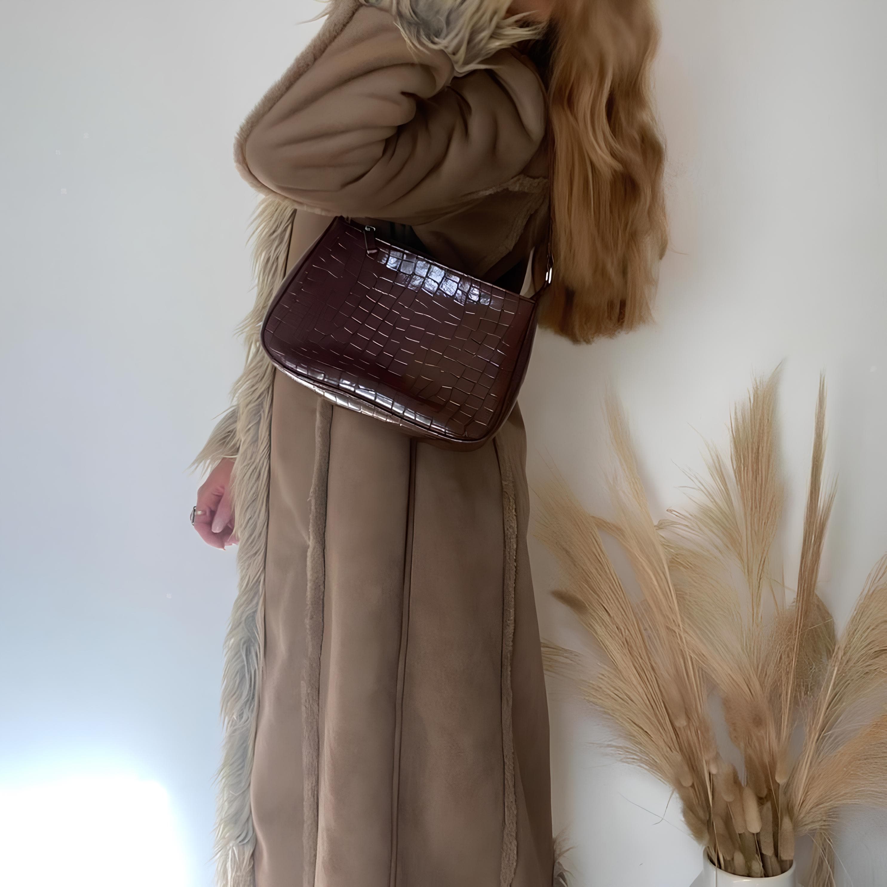 Faux Shearling Coat for Women - Handmade Brown Penny Lane Coat - Vintage Y2k Suede Leather Afghan Coat - Boho Long Winter Coat - image 4