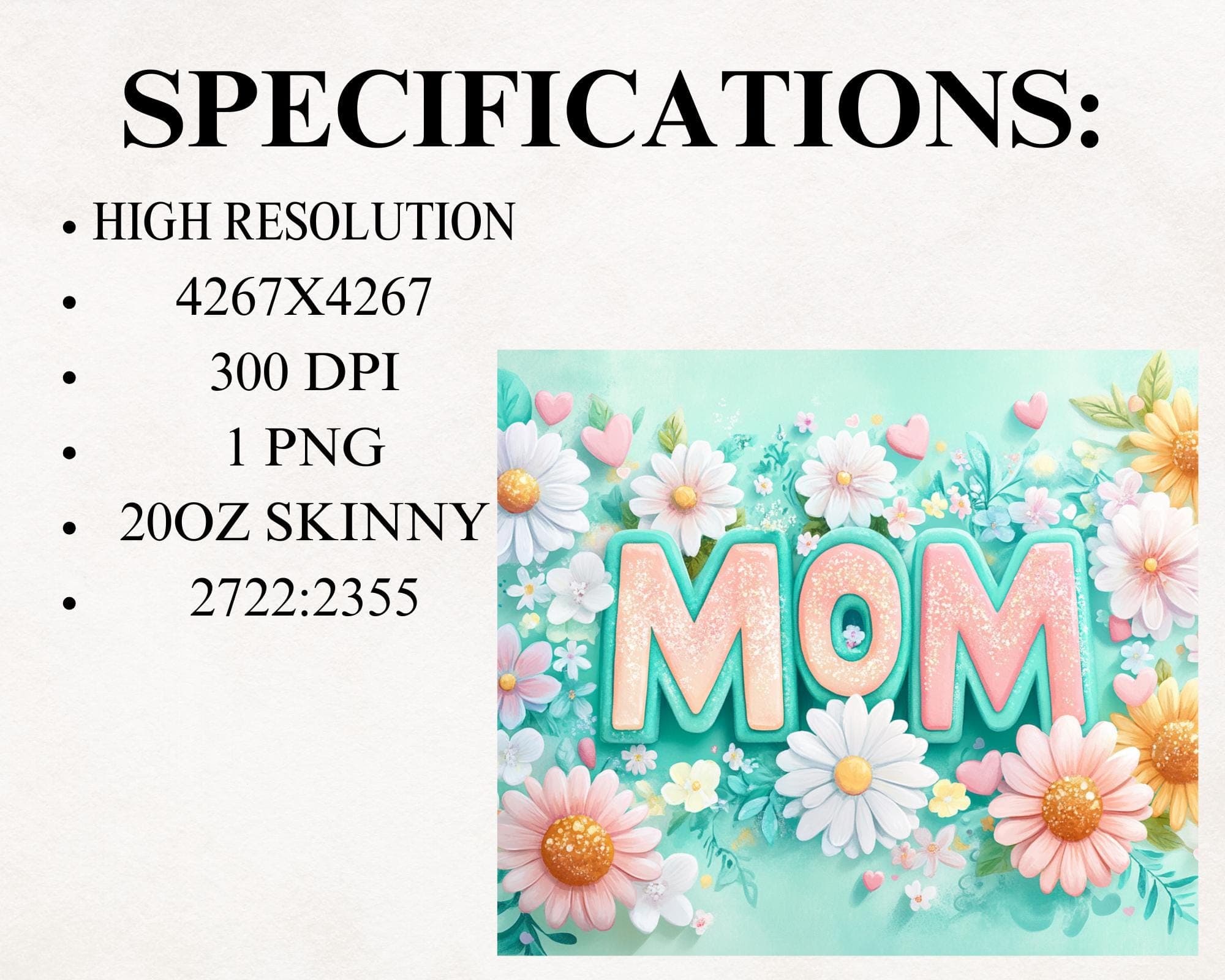 Floral Mom Tumbler Wrap -20 oz Skinny Tumbler Sublimation Designs PNG -Mothers Day Tumbler Wrap -Sunflowers Mama Tumbler Digital Download - image 5