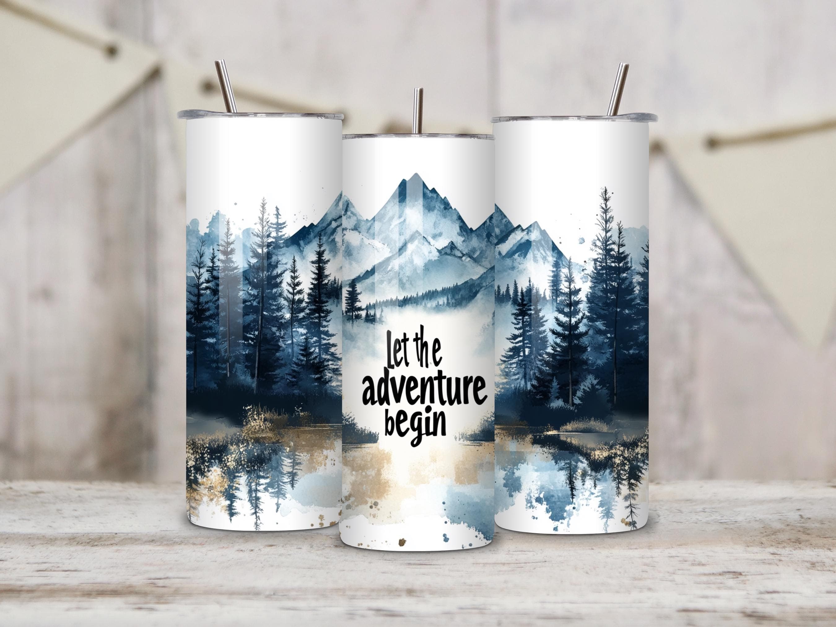 Adventure Tumbler Wrap Hiking Forest Mountain 20oz Skinny Tumbler Sublimation Design Straight And Tapered Tumbler Wrap Digital Download PNG - image 3