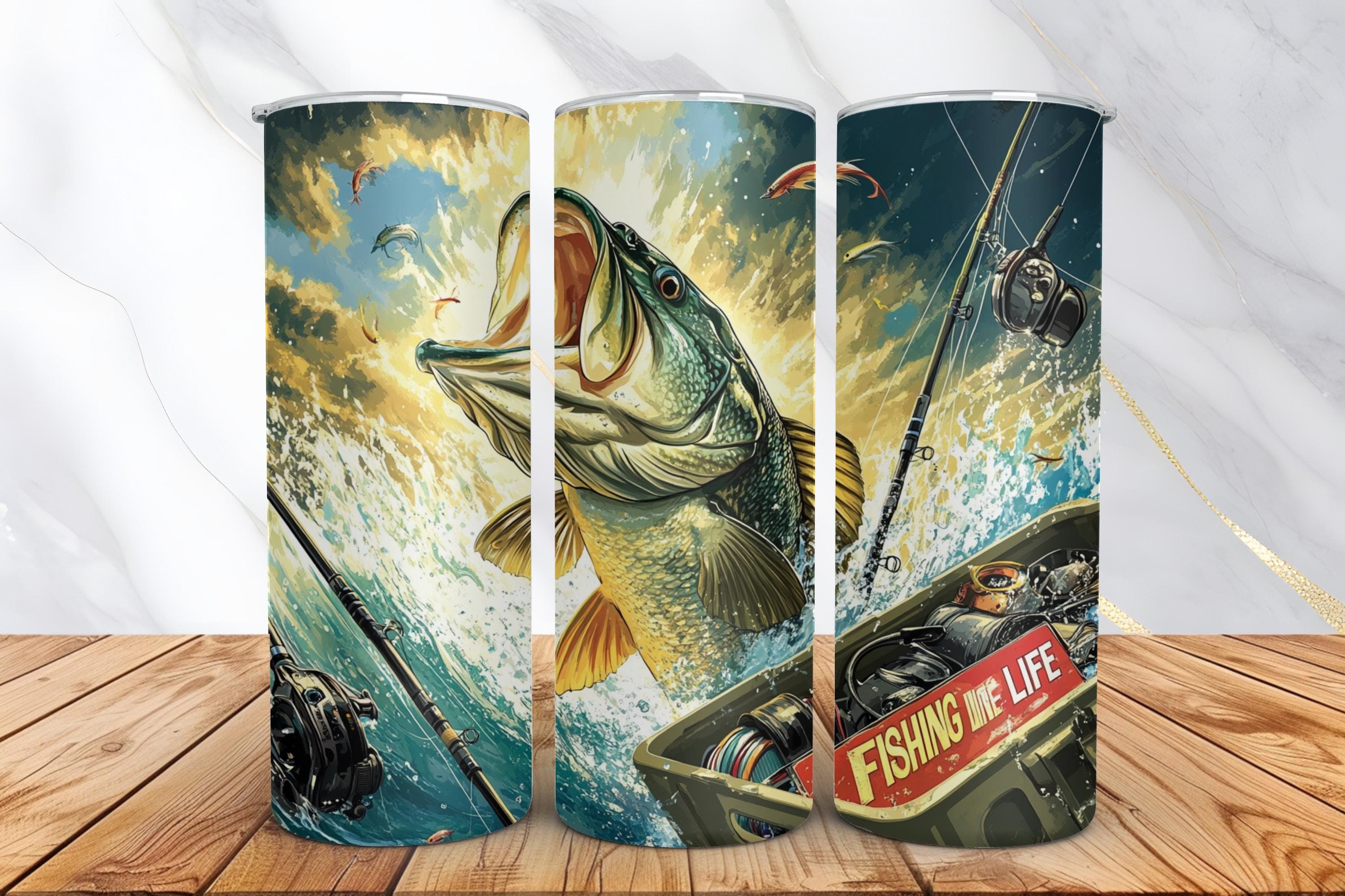 Fishing Tumbler Wrap -Fishing Life Sublimation Design -20oz Skinny Tumbler Fishing PNG Design -Fisherman Gifts -Digital Download