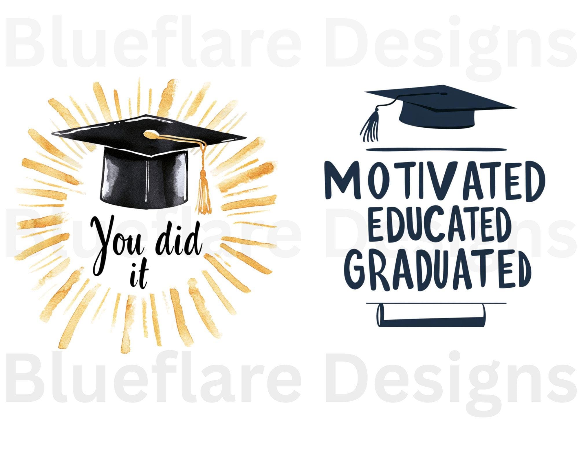 Watercolor Graduation Clipart with Motivational Quotes - Student Gifts - Graduation Cap Png - Digital Download - graduation cap -senior 2025 - image 5
