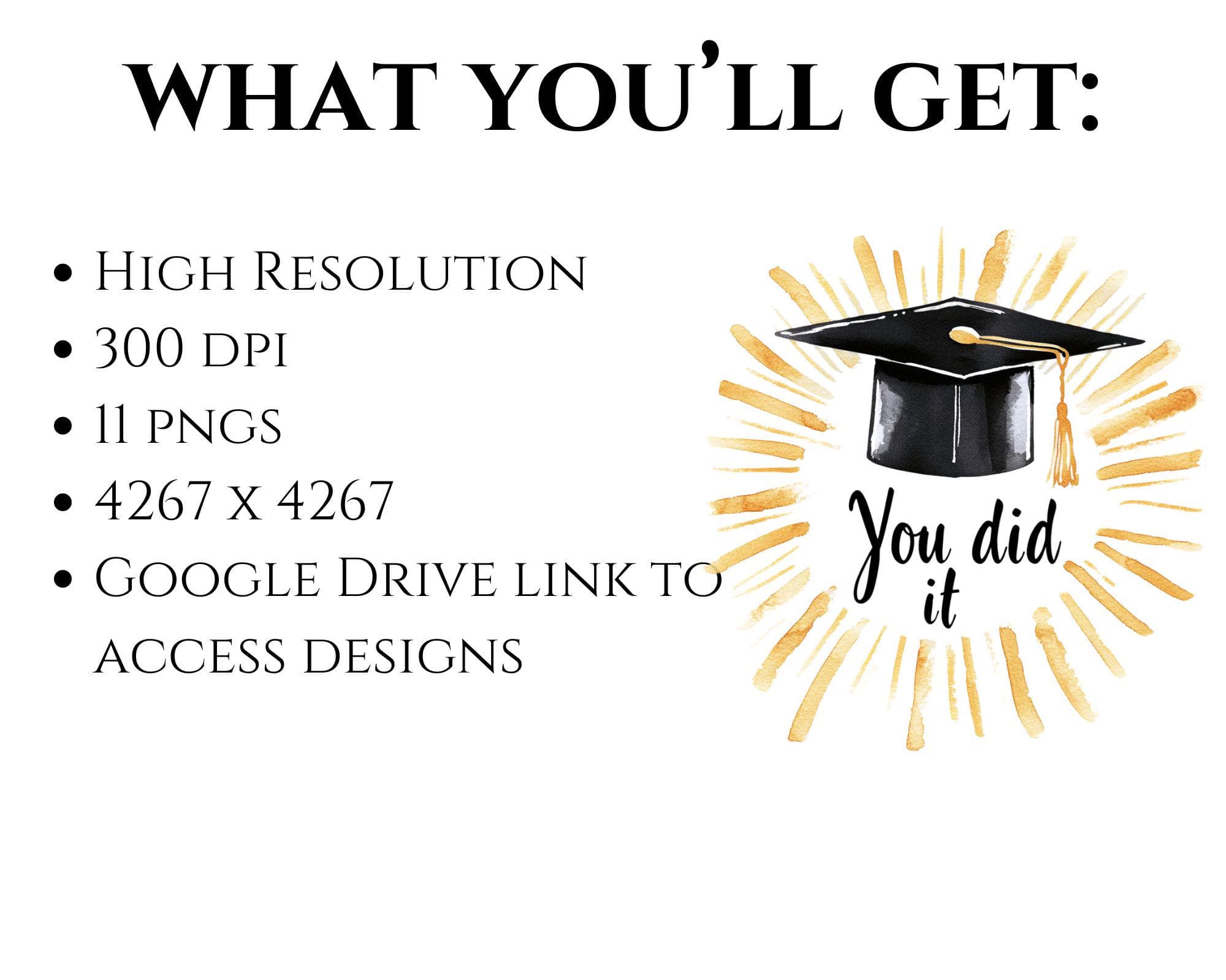 Watercolor Graduation Clipart with Motivational Quotes - Student Gifts - Graduation Cap Png - Digital Download - graduation cap -senior 2025 - image 4