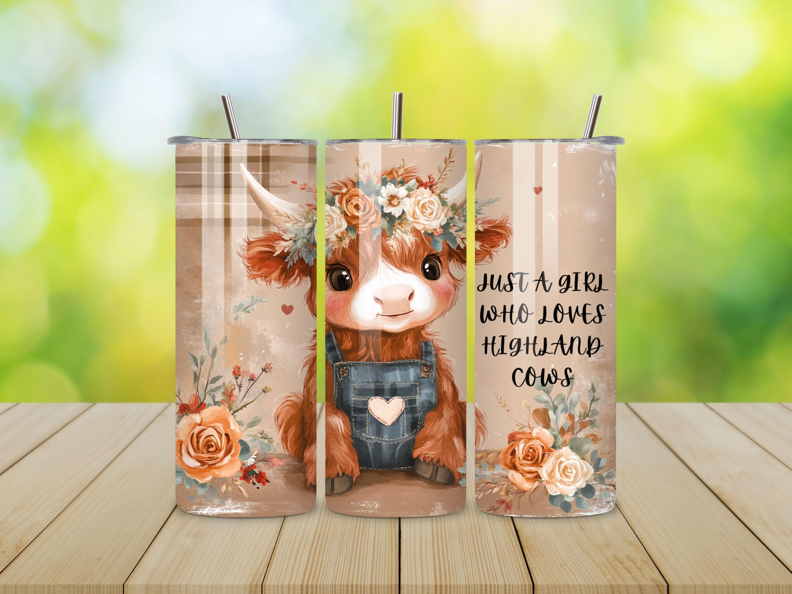 Floral highland cow tumbler wrap - floral cow png - Floral tumbler wrap - Highland cow gifts - 20oz tumbler wrap - Digital download - image 5