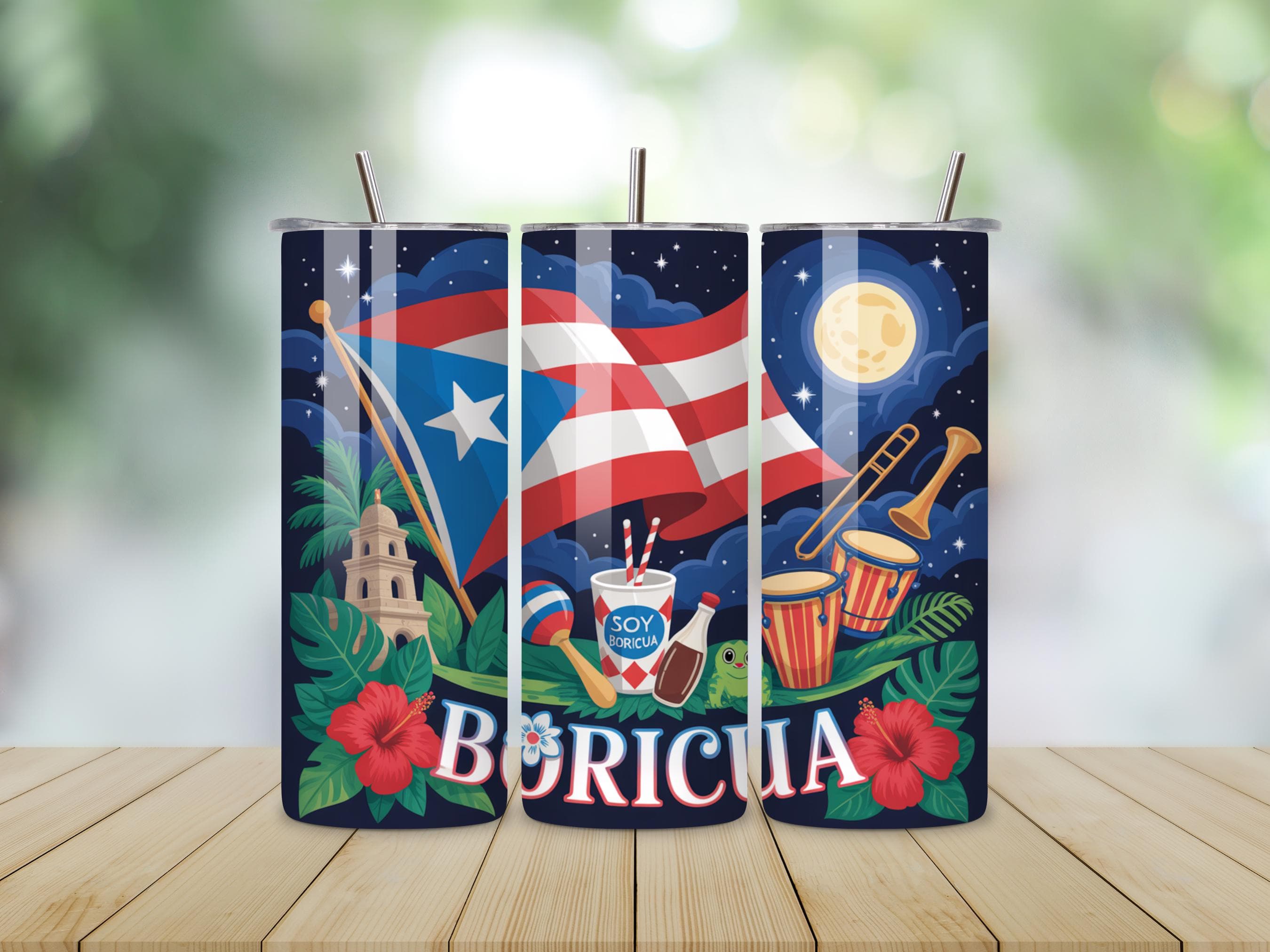 Puerto Rico Tumbler Wrap PNG -20oz Skinny Tumbler Sublimation Design -Puerto Rico PNG Tumbler Design -Digital Download - image 5