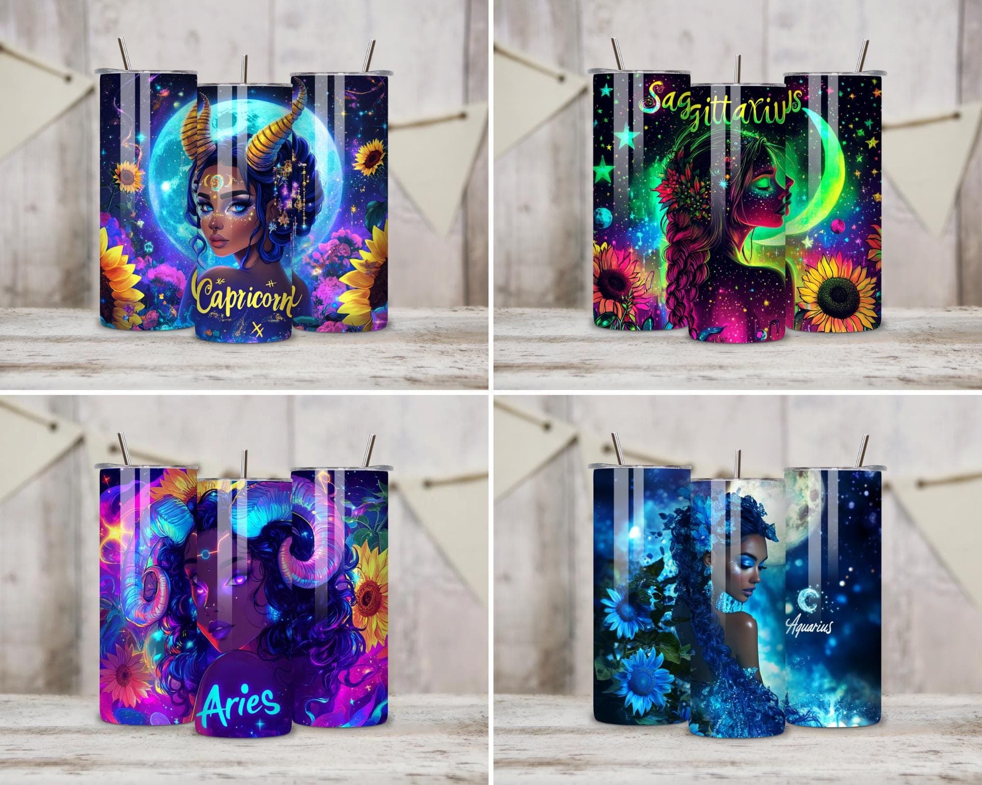 Zodiac Tumbler Wrap Bundle, Zodiac Sign Tumbler Wrap, 20oz Skinny Tumbler Sublimation Designs, Tumbler Wrap PNG, Digital Download - image 5
