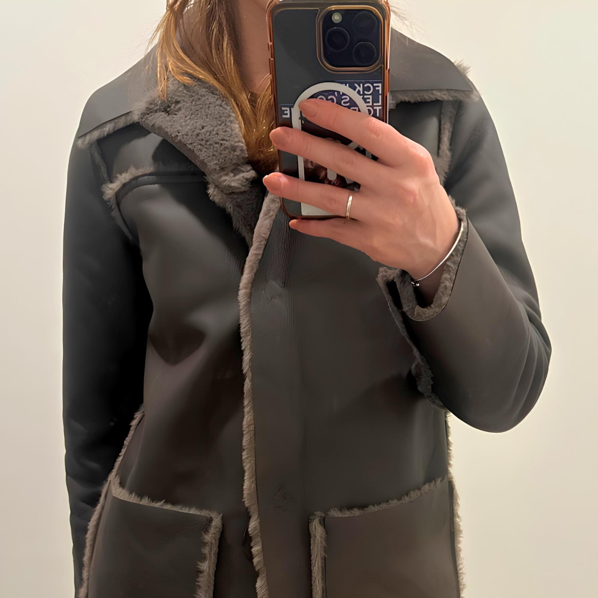 Black Leather Coat for Women - Genuine Sheep Leather Faux Fur Jacket - Vintage Y2k Afghan Penny Lane Coat - Winter Gift for Women - image 5