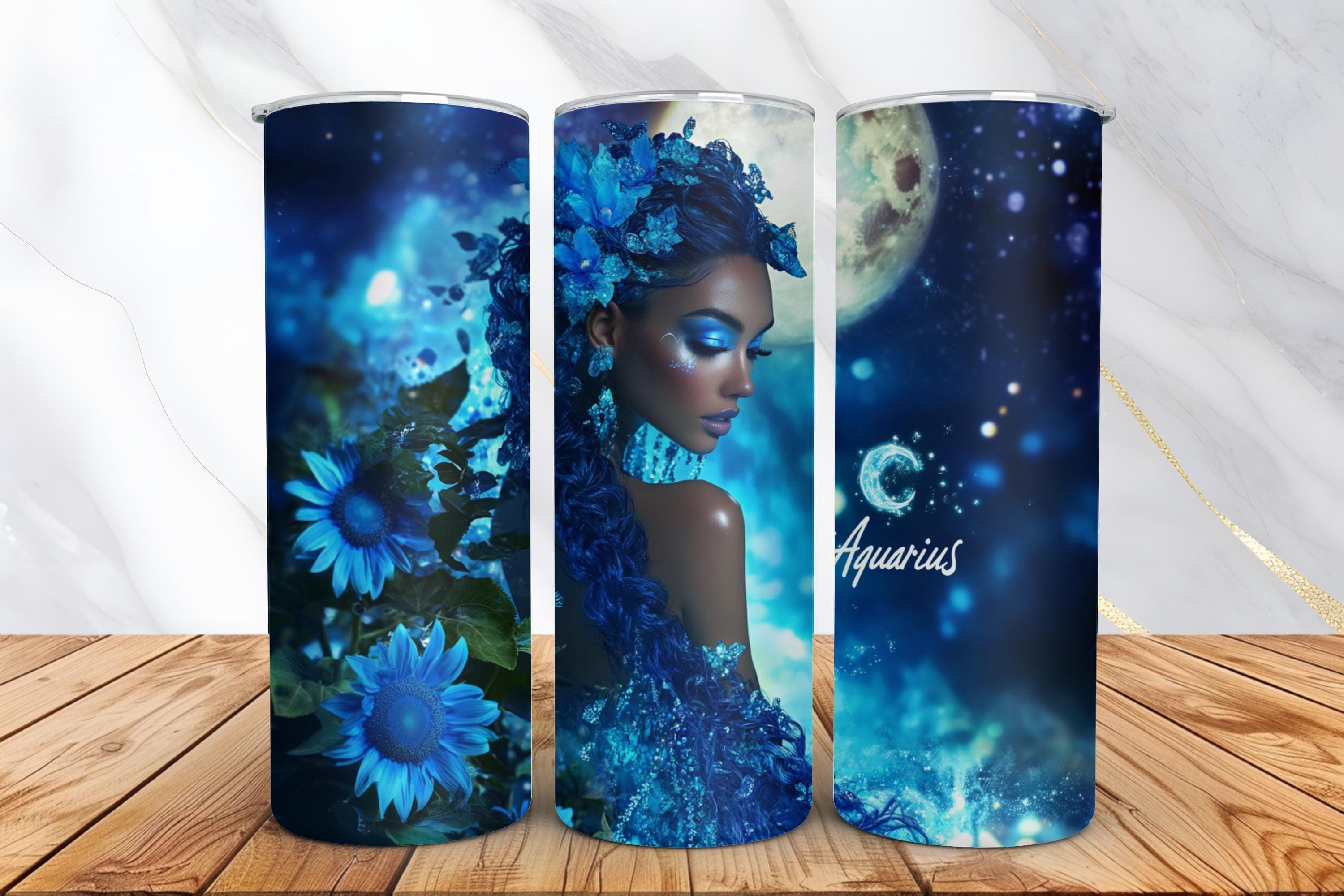 Zodiac Tumbler Wrap, Zodiac Sign Wrap, 20oz aquarius zodiac Skinny Tumbler Wrap PNG, Black Women Sublimation Designs, Digital Download
