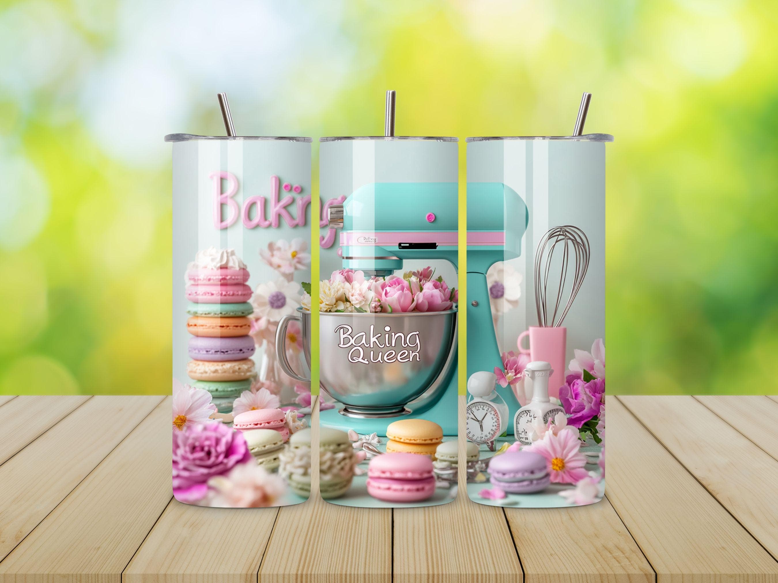 Baking tumbler wrap - Baking tumbler wrap png gifts - Baker gifts - floral png -Pink tumbler wrap - 3d sublimation design - Digital Download - image 5