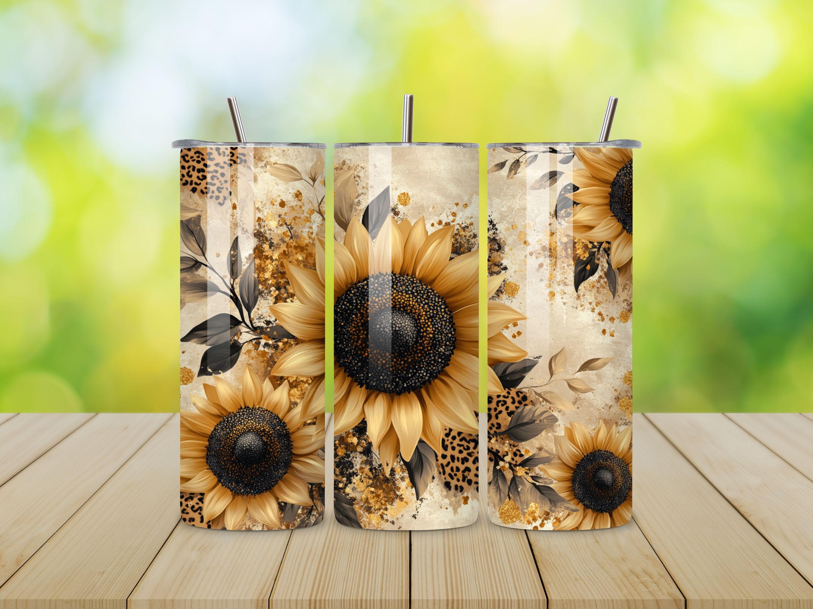 Leopard Sunflower tumbler wrap - sunflower png - Floral tumbler wrap - leopard png - sunflower gifts - 20oz tumbler wrap - Digital download - image 5
