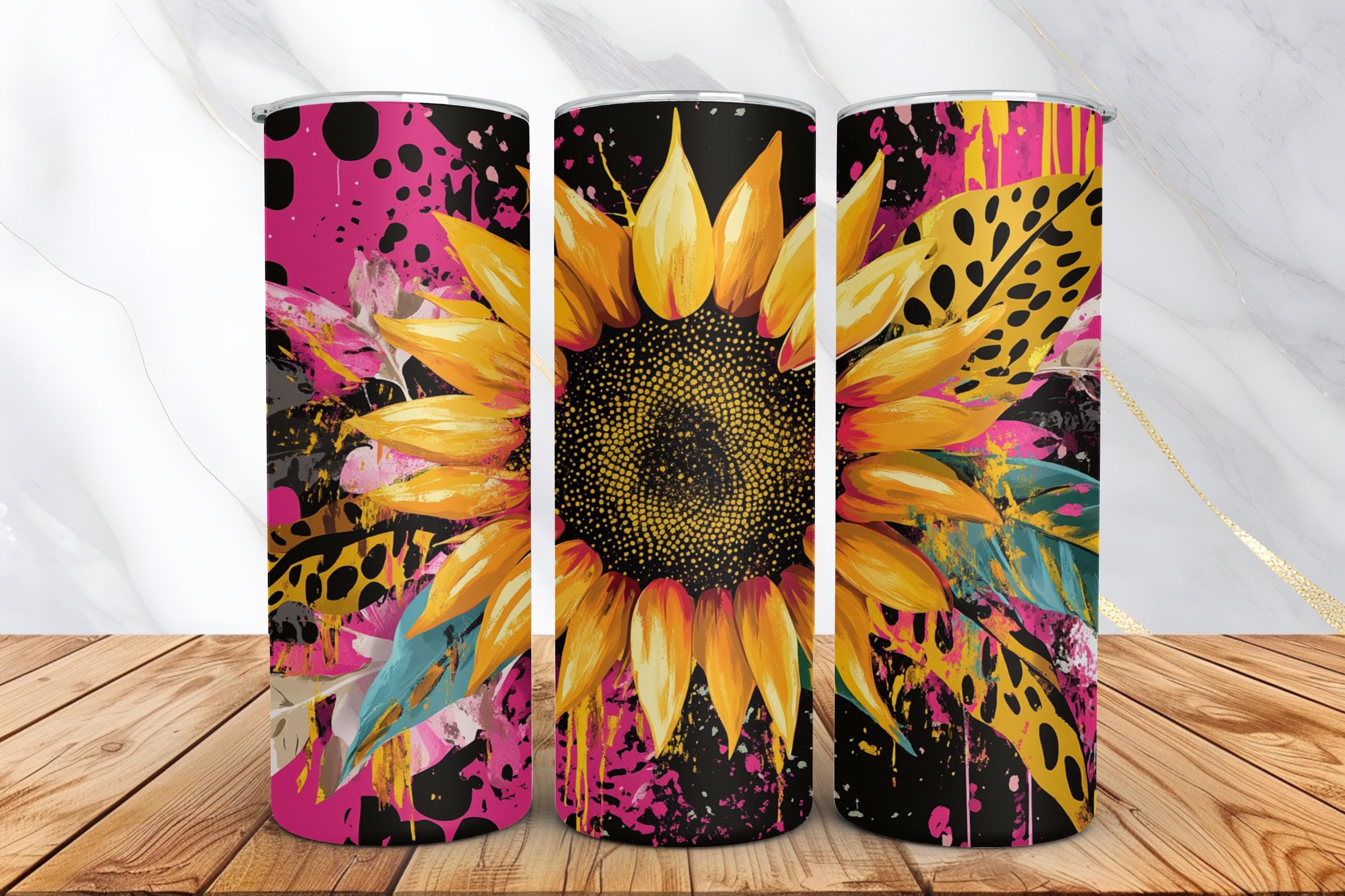 Sunflower Cow Print 20oz Skinny Tumbler Wrap, Sublimation Design, Digital Download PNG, Western Mama Tumbler Wrap PNG