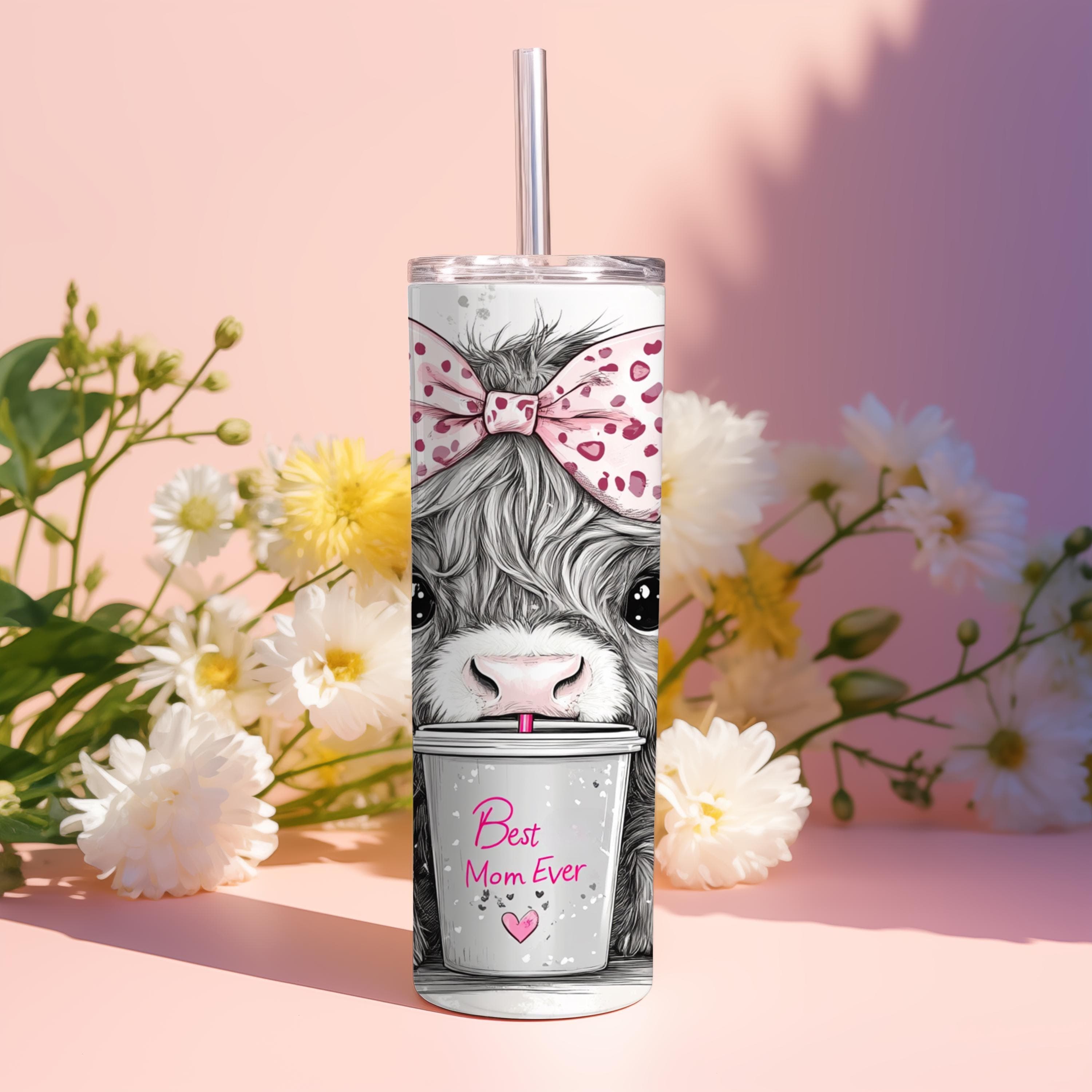 Best Mom Ever Highland Cow Tumbler Wrap -Mother's Day Tumbler Template -20oz Skinny Tumbler Sublimation Design -Digital Download - image 4