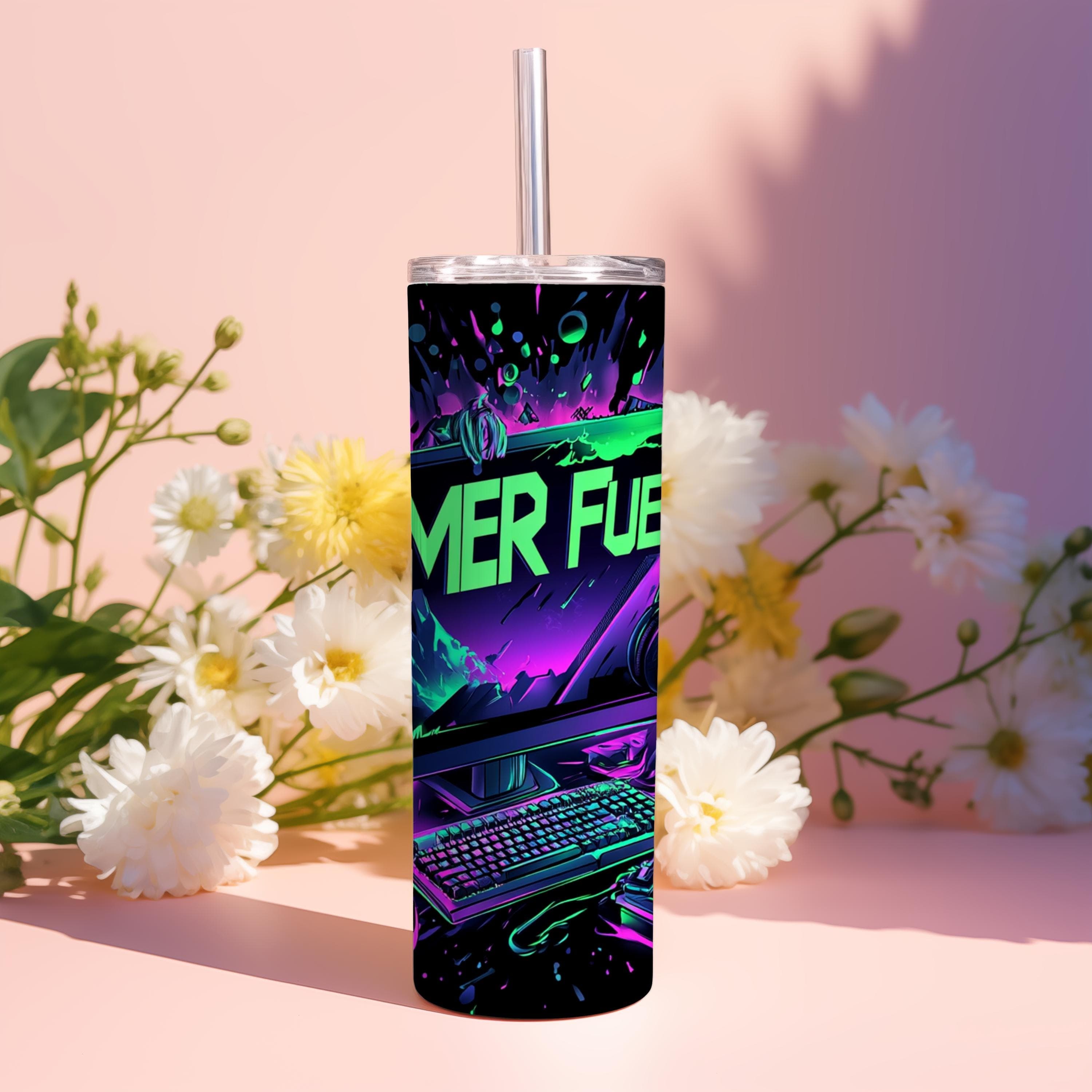 Gaming Tumbler Wrap -Gamer Fuel 20oz Skinny Tumbler Sublimation Design  -PC Gaming Gear Tumbler PNG  -Kid Video Game Tumbler PNG - image 4