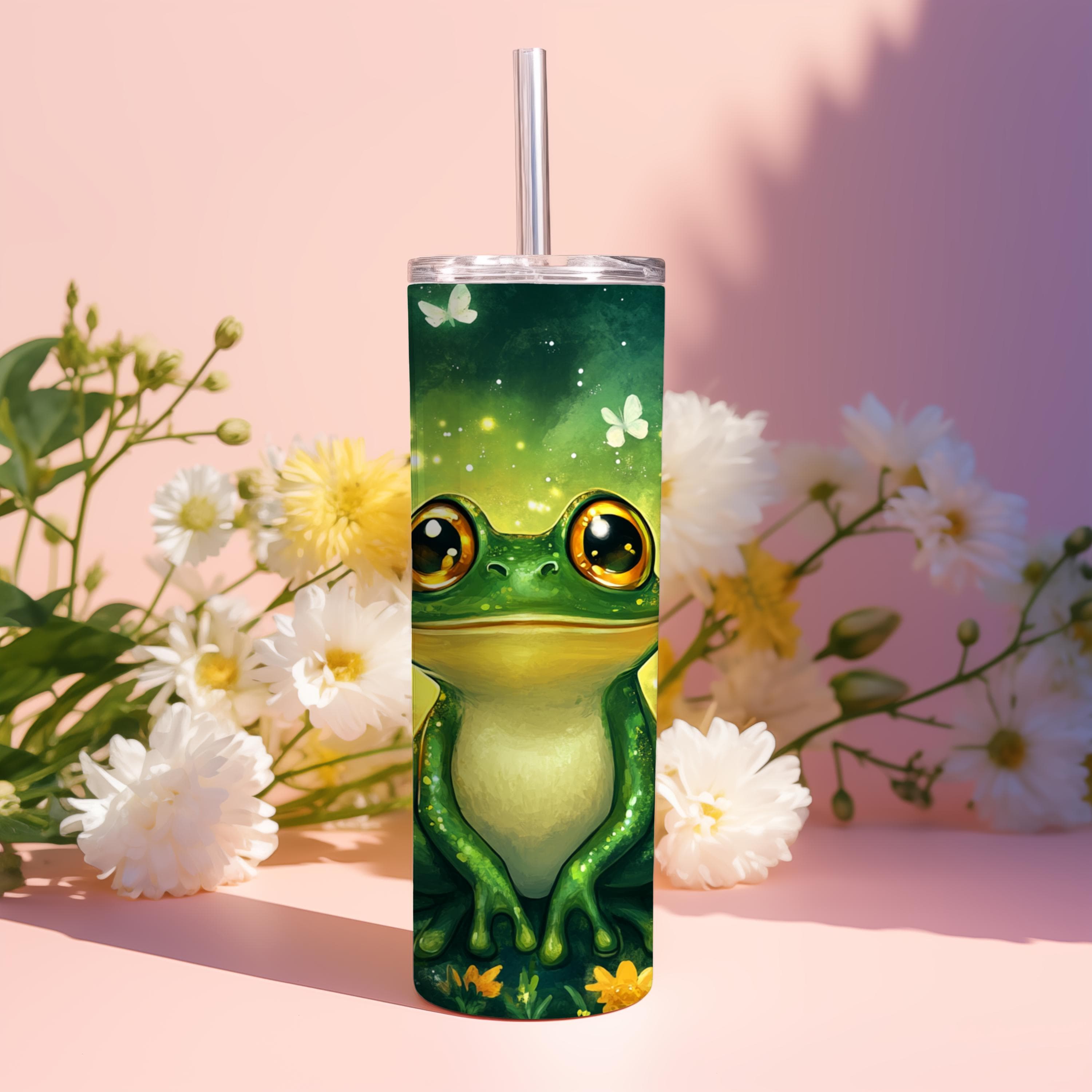 Floral Frog Tumbler Wrap - Seamless 20oz Skinny Tumbler Sublimation Design -Frog PNG Tumbler Design -Digital Download - image 4