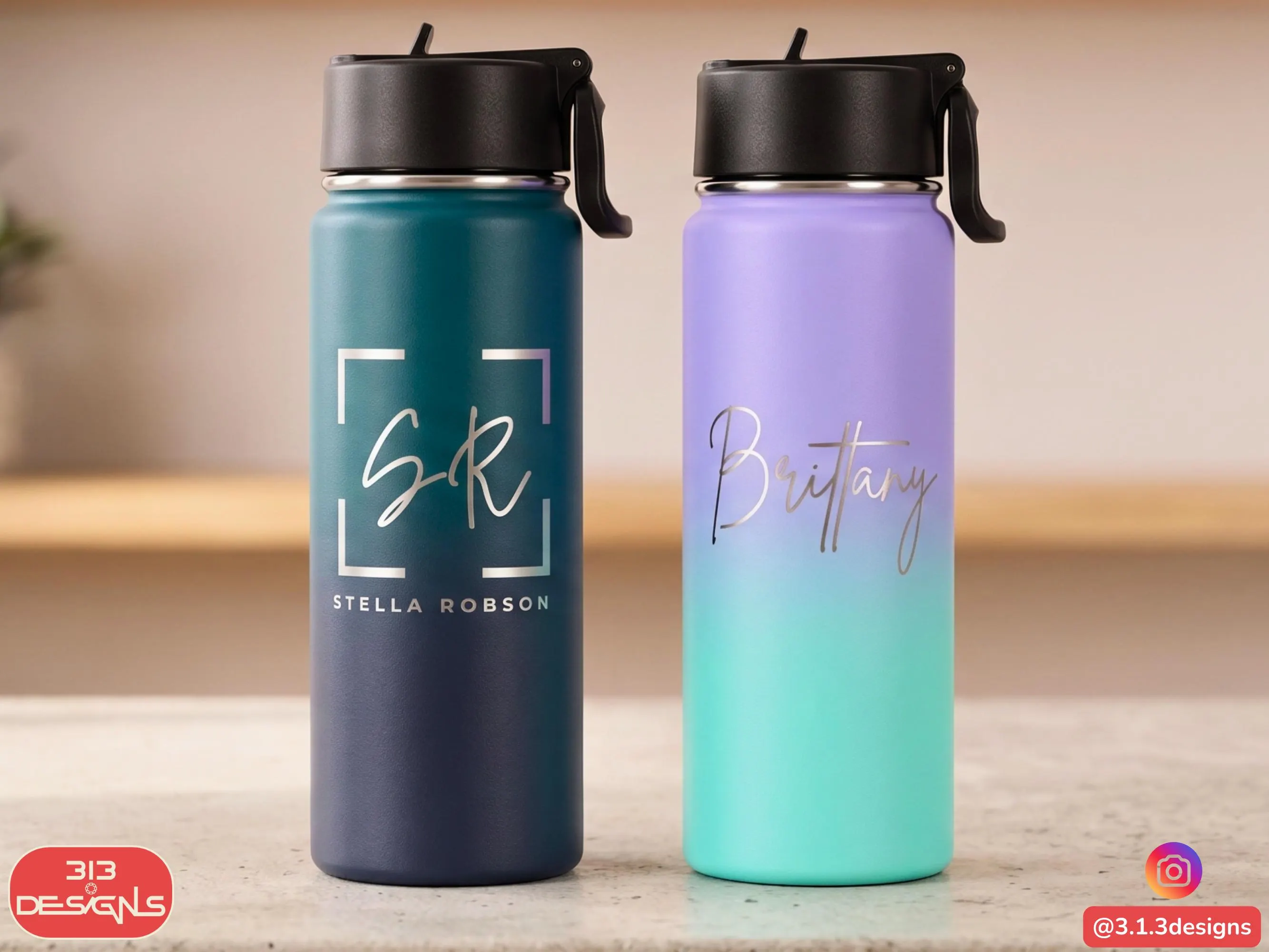Stainless Steel Insulated Tumbler Personalized Monogram Custom Engraved Wedding Gift Flip Straw Lid Handle Travel Drinkware Groomsmen Bridesmaid Party Present Multiple Size Options Color Choices Premium Quality Construction Daily Hydration