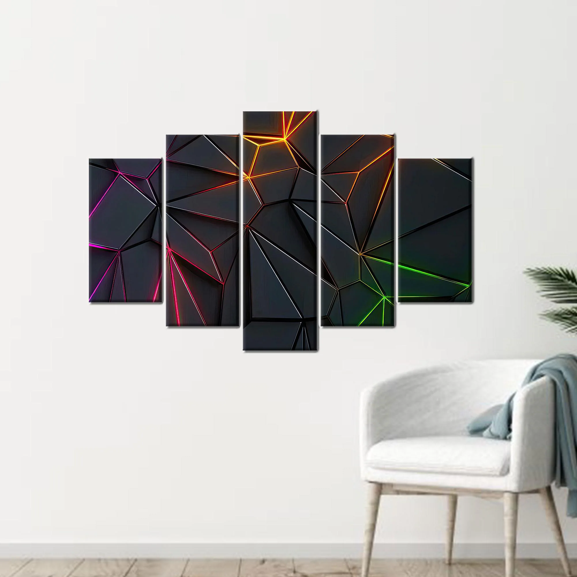 Neon Canvas Art, Black Art Decor, Modern Pattern Art, Geometric Pattern, Gaming Room Decor, Bedroom Wall Art,  Framed Canvas Art - image 4