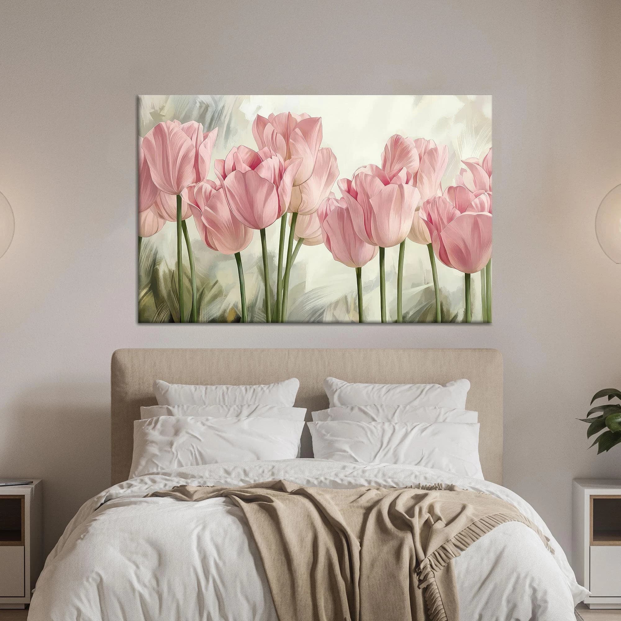 Pink Canvas Art, Tulip Wall Art, Tulip Lover Gift, Pink Flower Art, Trendy Canvas Art, Modern Wall Art, Framed Canvas Art, Wall Art Decor