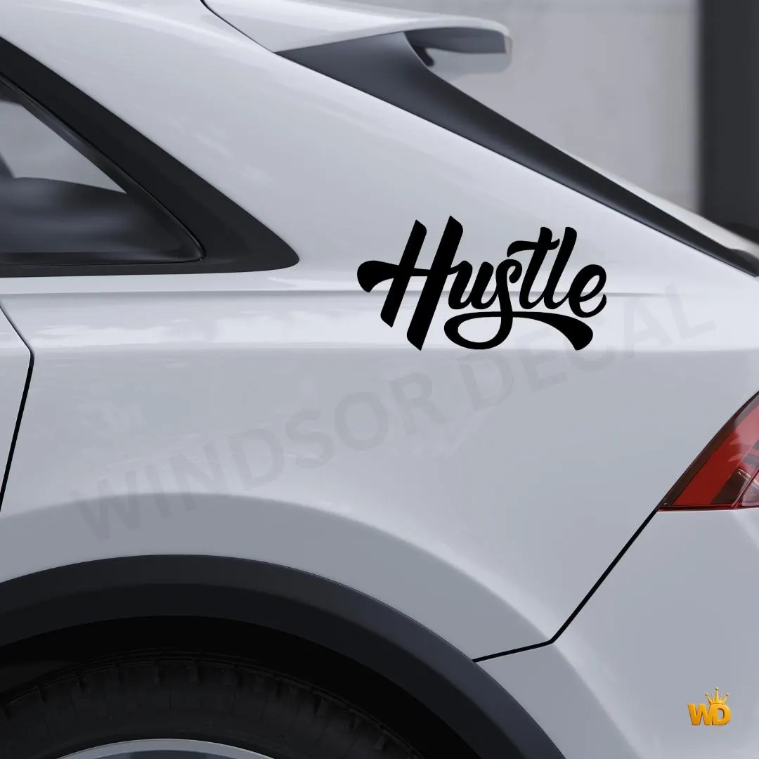 Hustle Motivational Script Vinyl Decal, Minimalist Quote Sticker, Car Window Decor - image 4