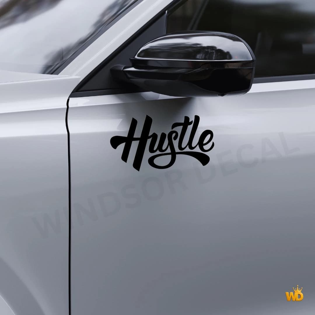 Hustle Motivational Script Vinyl Decal, Minimalist Quote Sticker, Car Window Decor - image 3