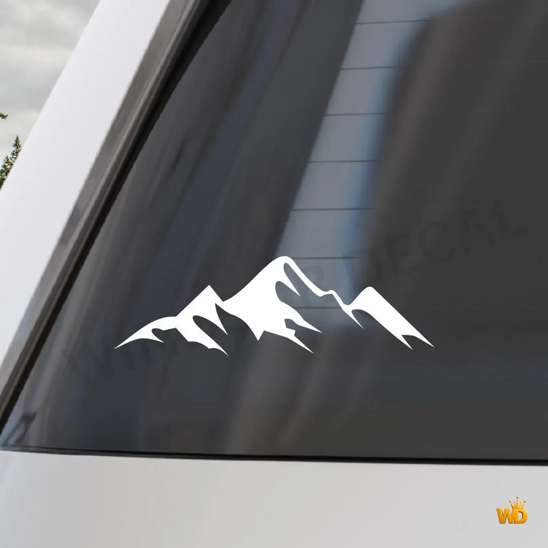 Mountain Range Vinyl Car Decal, Nature Landscape Hiking Scene Outdoor Decal
